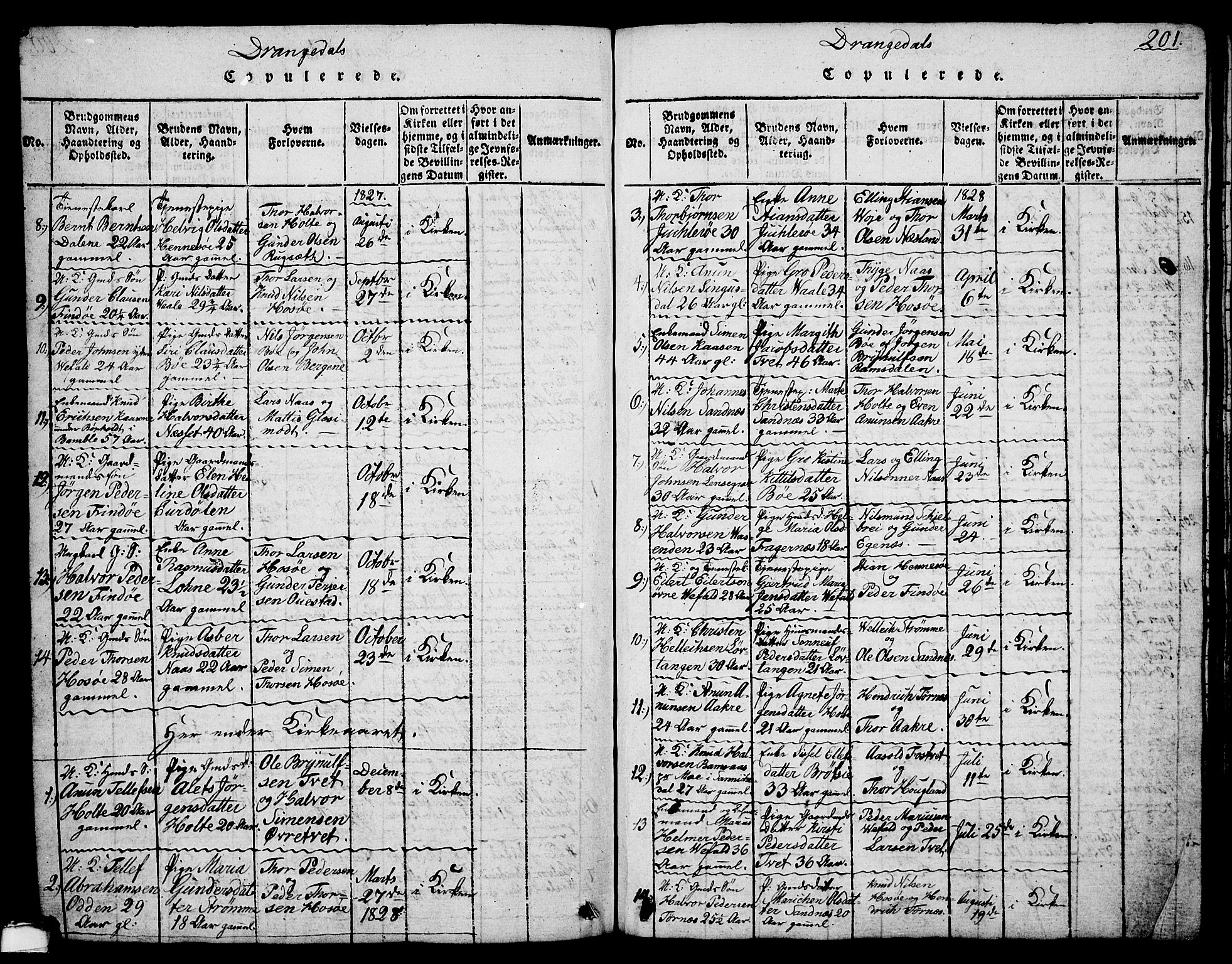 Drangedal kirkebøker, SAKO/A-258/G/Ga/L0001: Parish register (copy) no. I 1 /1, 1814-1856, p. 201