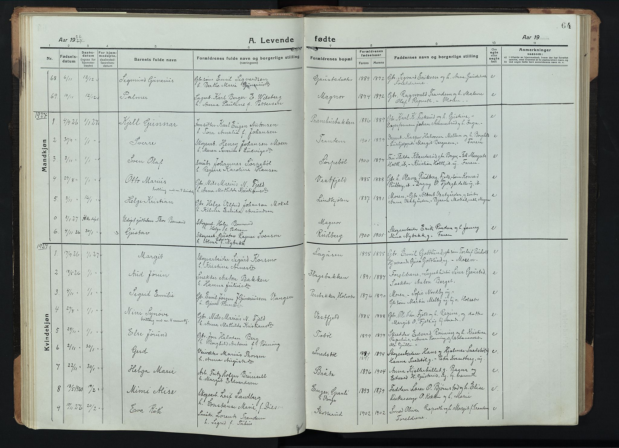 Eidskog prestekontor, AV/SAH-PREST-026/H/Ha/Hab/L0005: Parish register (copy) no. 5, 1916-1946, p. 64
