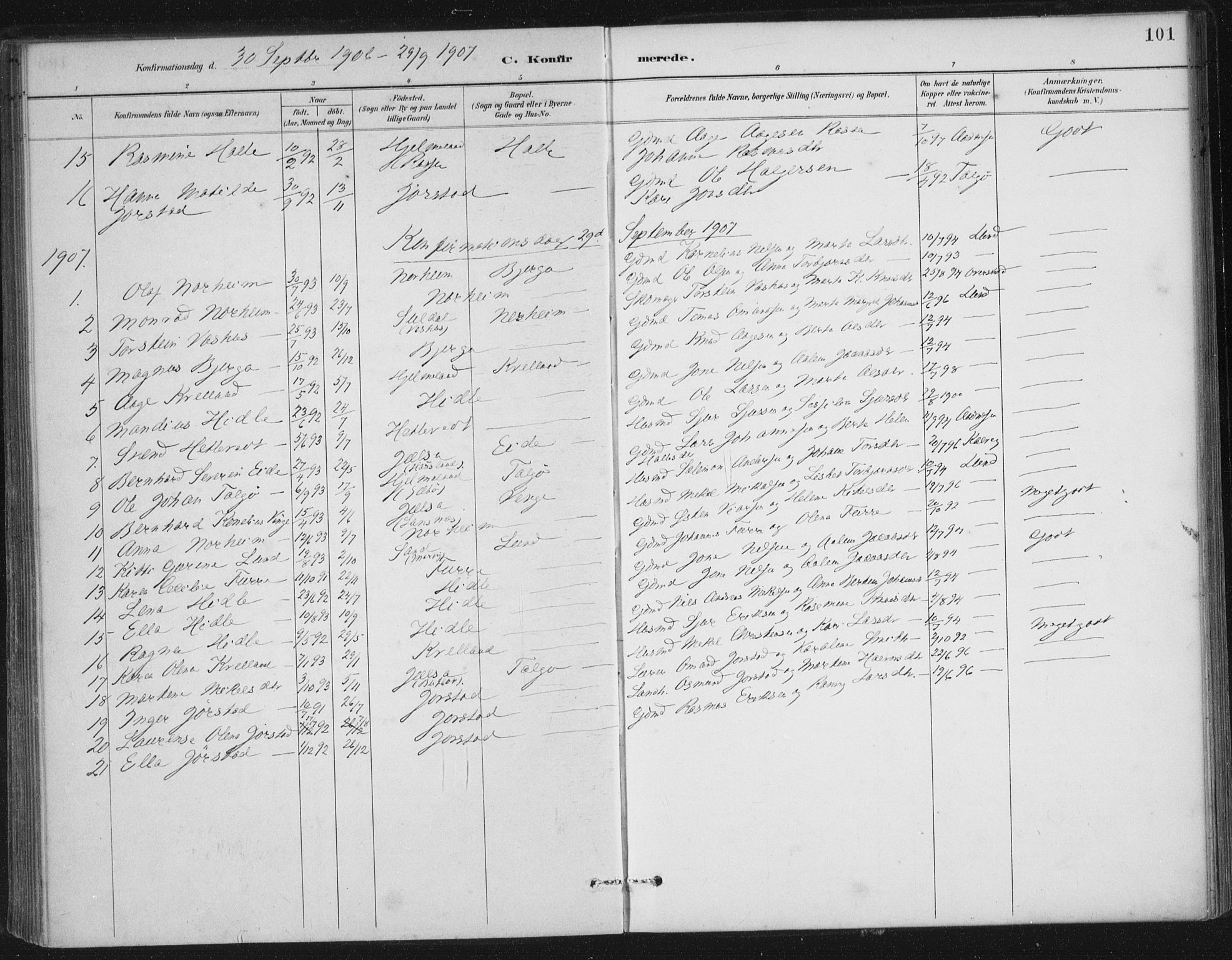 Nedstrand sokneprestkontor, AV/SAST-A-101841/01/IV: Parish register (official) no. A 13, 1887-1915, p. 101