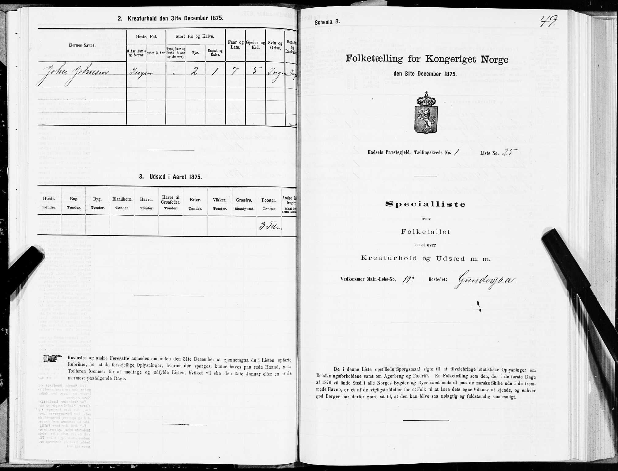 SAT, 1875 census for 1866P Hadsel, 1875, p. 1049