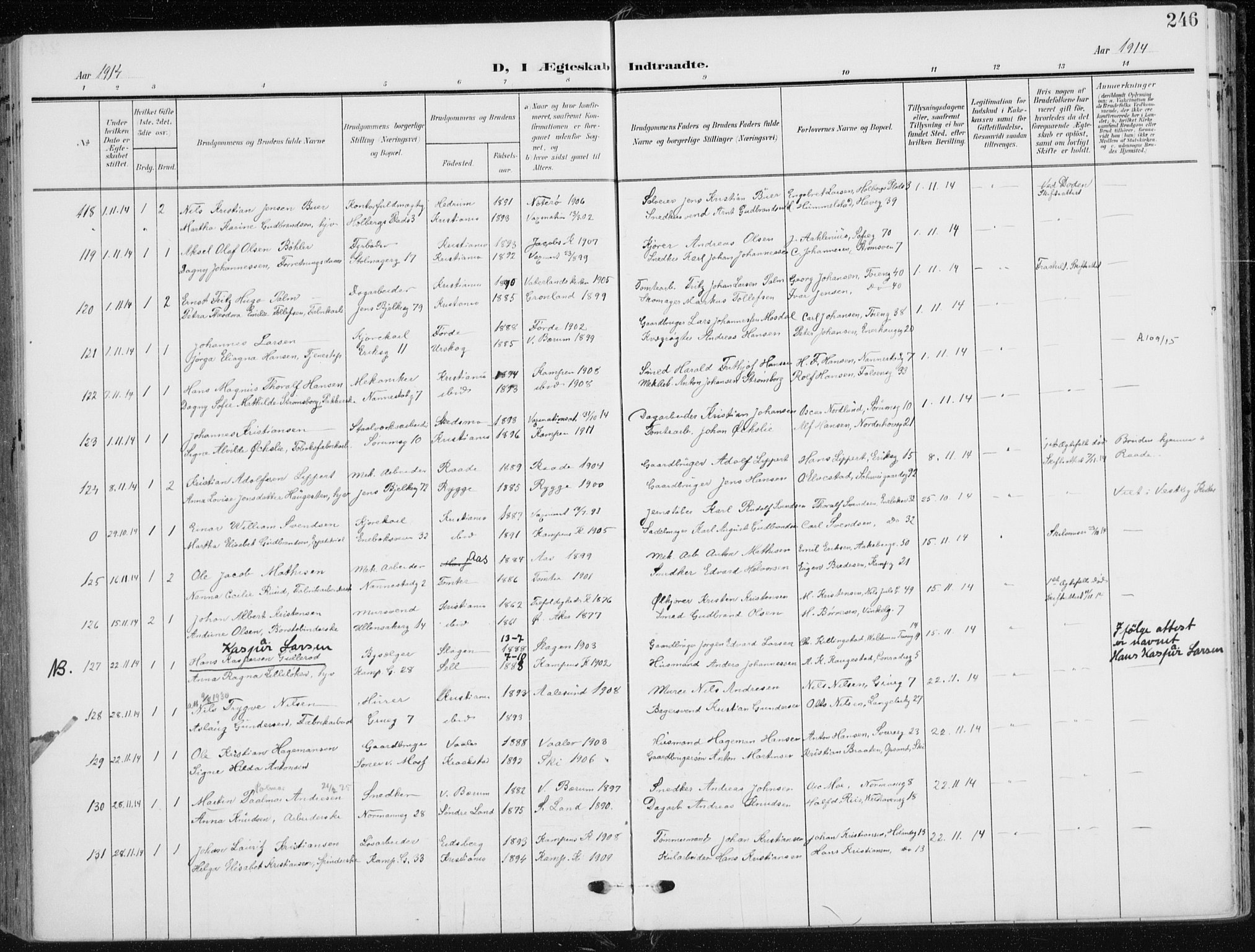 Kampen prestekontor Kirkebøker, AV/SAO-A-10853/F/Fa/L0011: Parish register (official) no. I 11, 1907-1917, p. 246