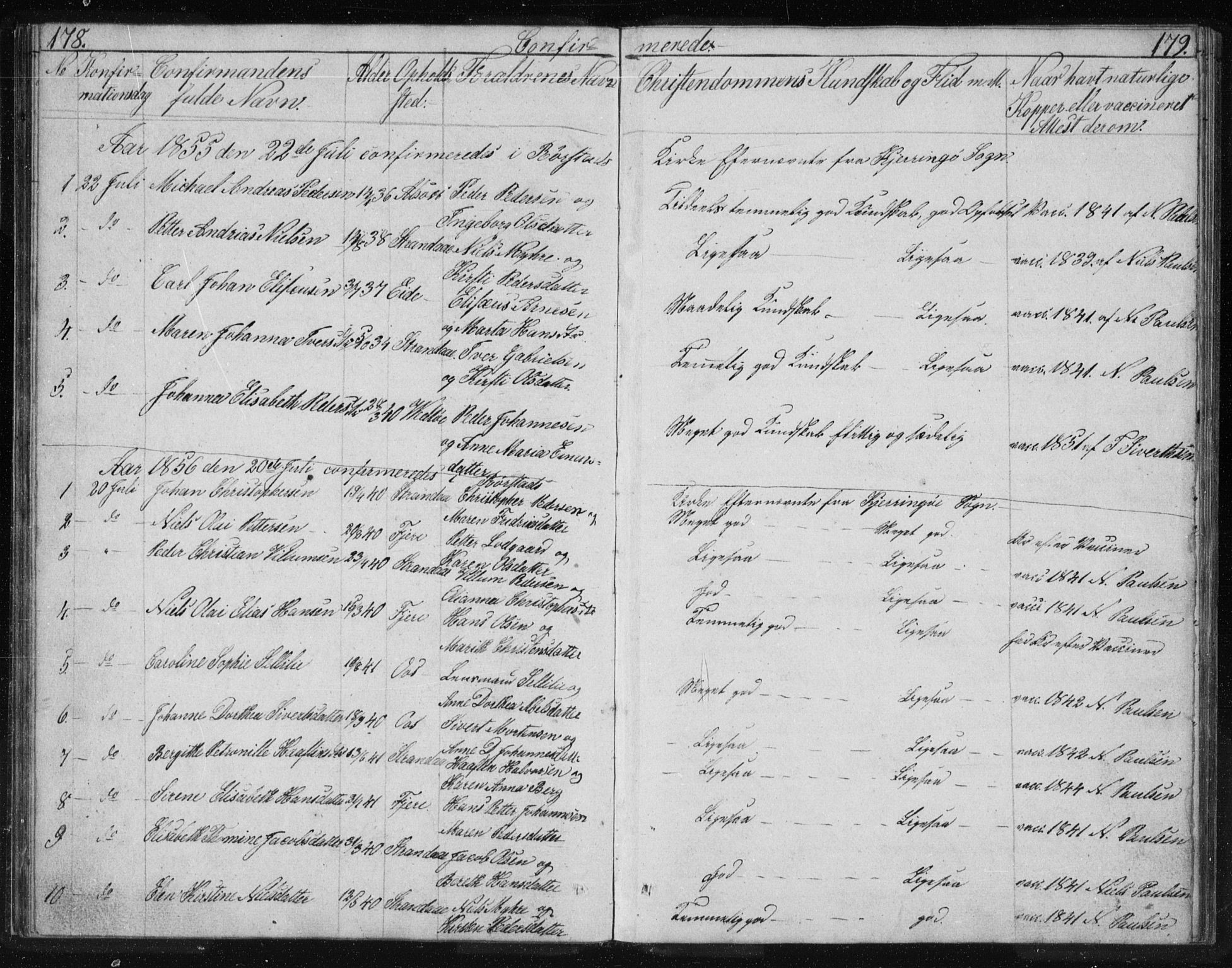 Ministerialprotokoller, klokkerbøker og fødselsregistre - Nordland, AV/SAT-A-1459/803/L0074: Parish register (copy) no. 803C01, 1845-1866, p. 178-179