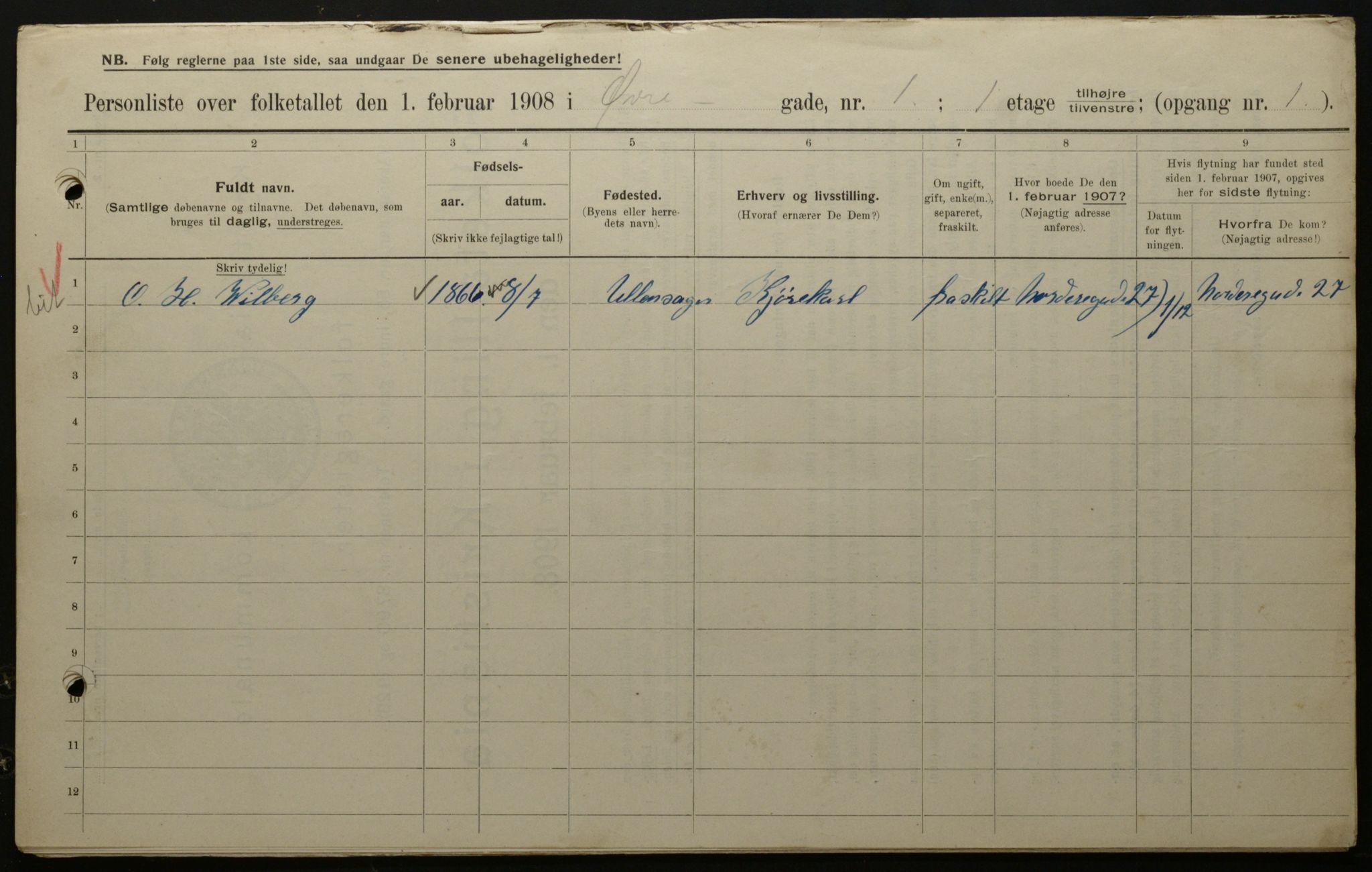 OBA, Municipal Census 1908 for Kristiania, 1908, p. 116488