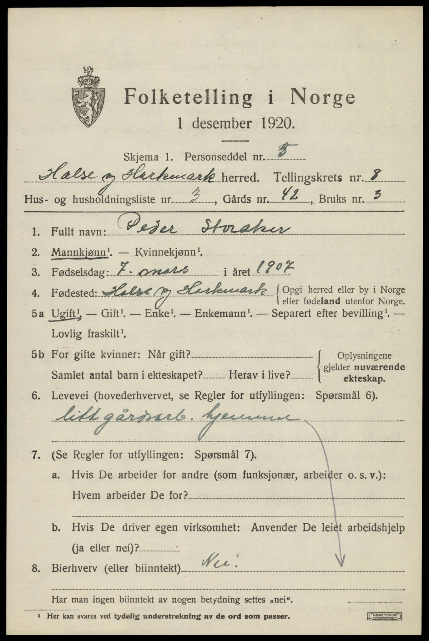 SAK, 1920 census for Halse og Harkmark, 1920, p. 4379