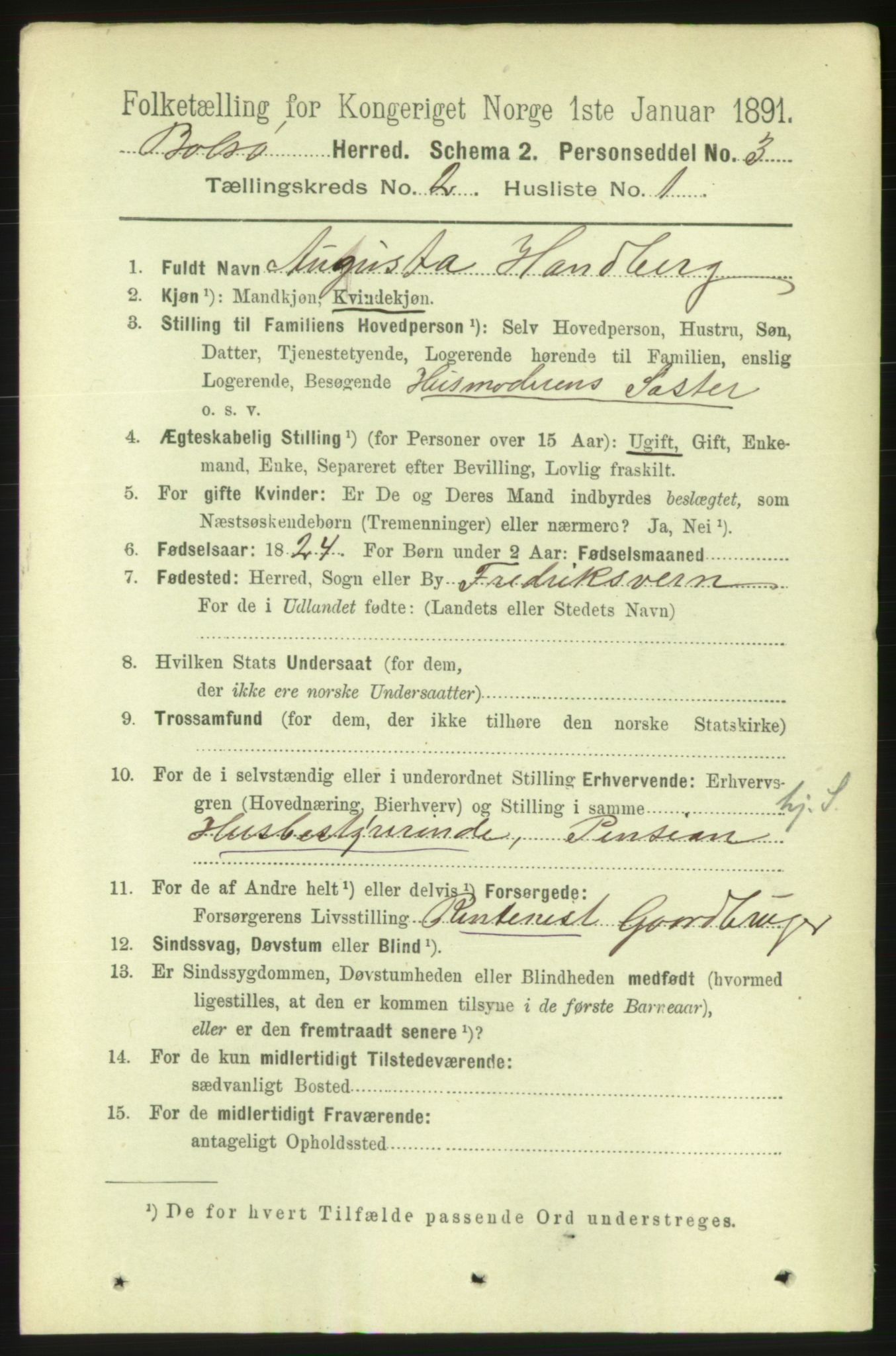 RA, 1891 census for 1544 Bolsøy, 1891, p. 989