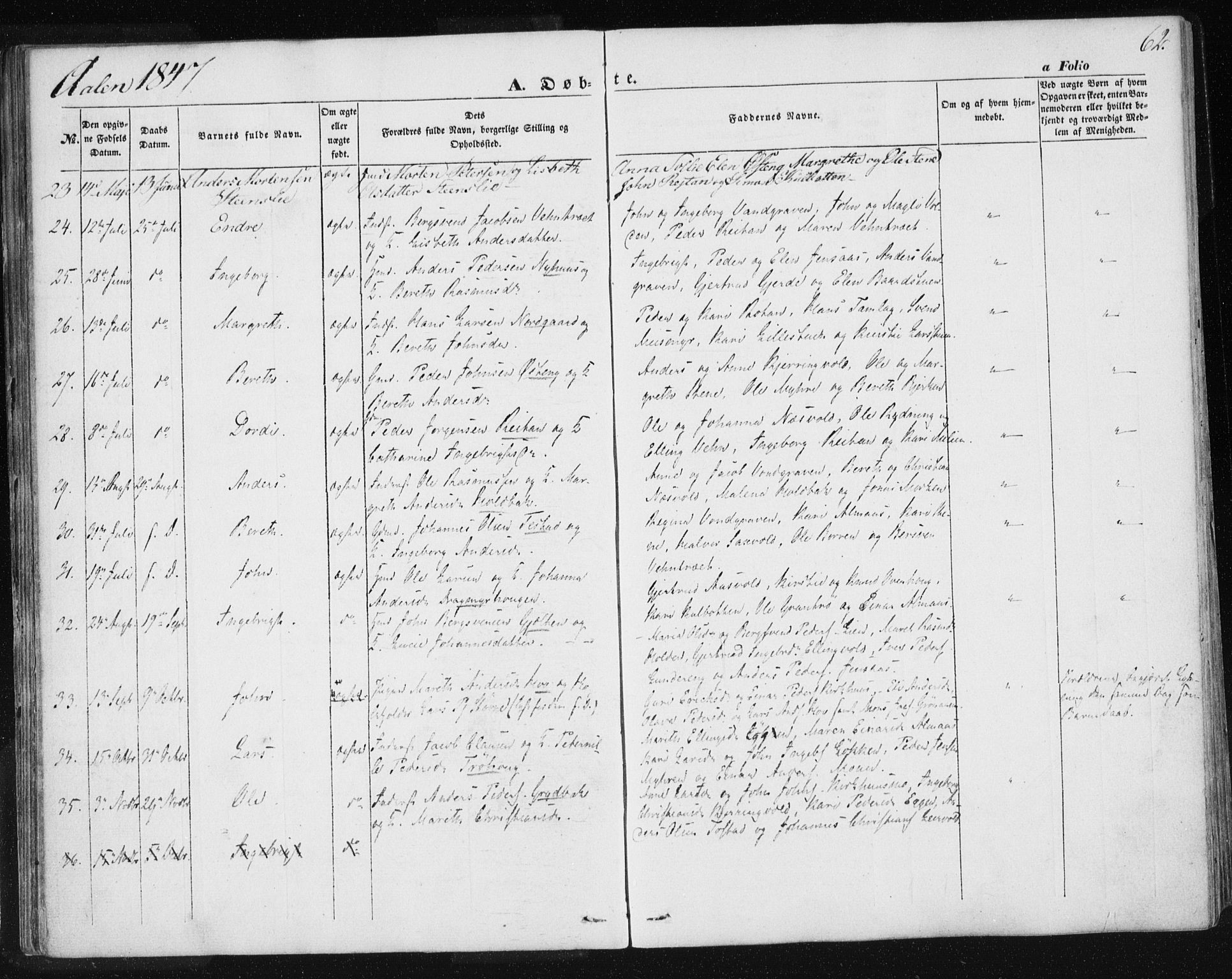 Ministerialprotokoller, klokkerbøker og fødselsregistre - Sør-Trøndelag, AV/SAT-A-1456/685/L0965: Parish register (official) no. 685A06 /3, 1846-1859, p. 62