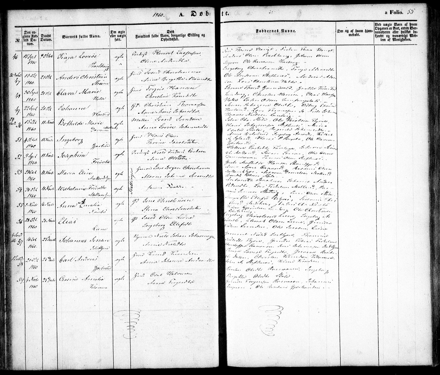 Hommedal sokneprestkontor, AV/SAK-1111-0023/F/Fa/Fab/L0004: Parish register (official) no. A 4, 1848-1860, p. 55