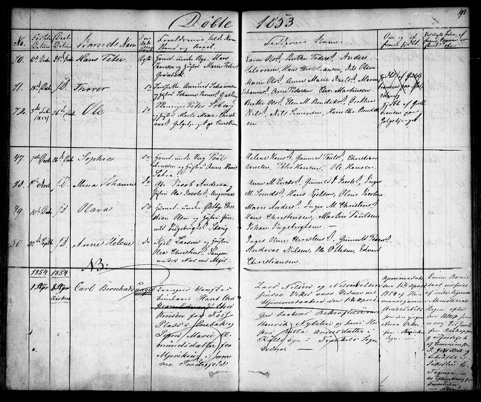 Enebakk prestekontor Kirkebøker, SAO/A-10171c/F/Fa/L0009: Parish register (official) no. I 9, 1832-1861, p. 192