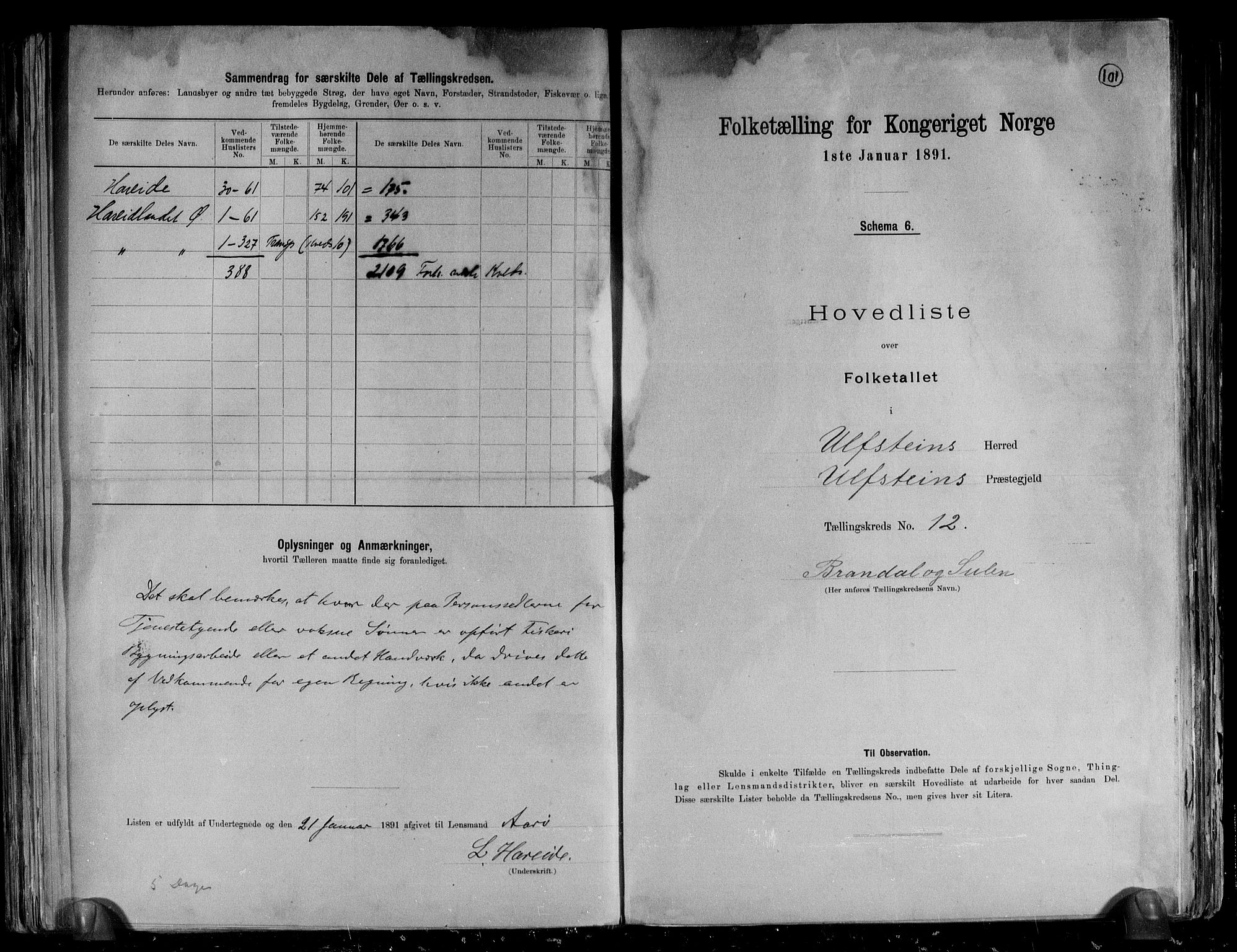 RA, 1891 census for 1516 Ulstein, 1891, p. 26