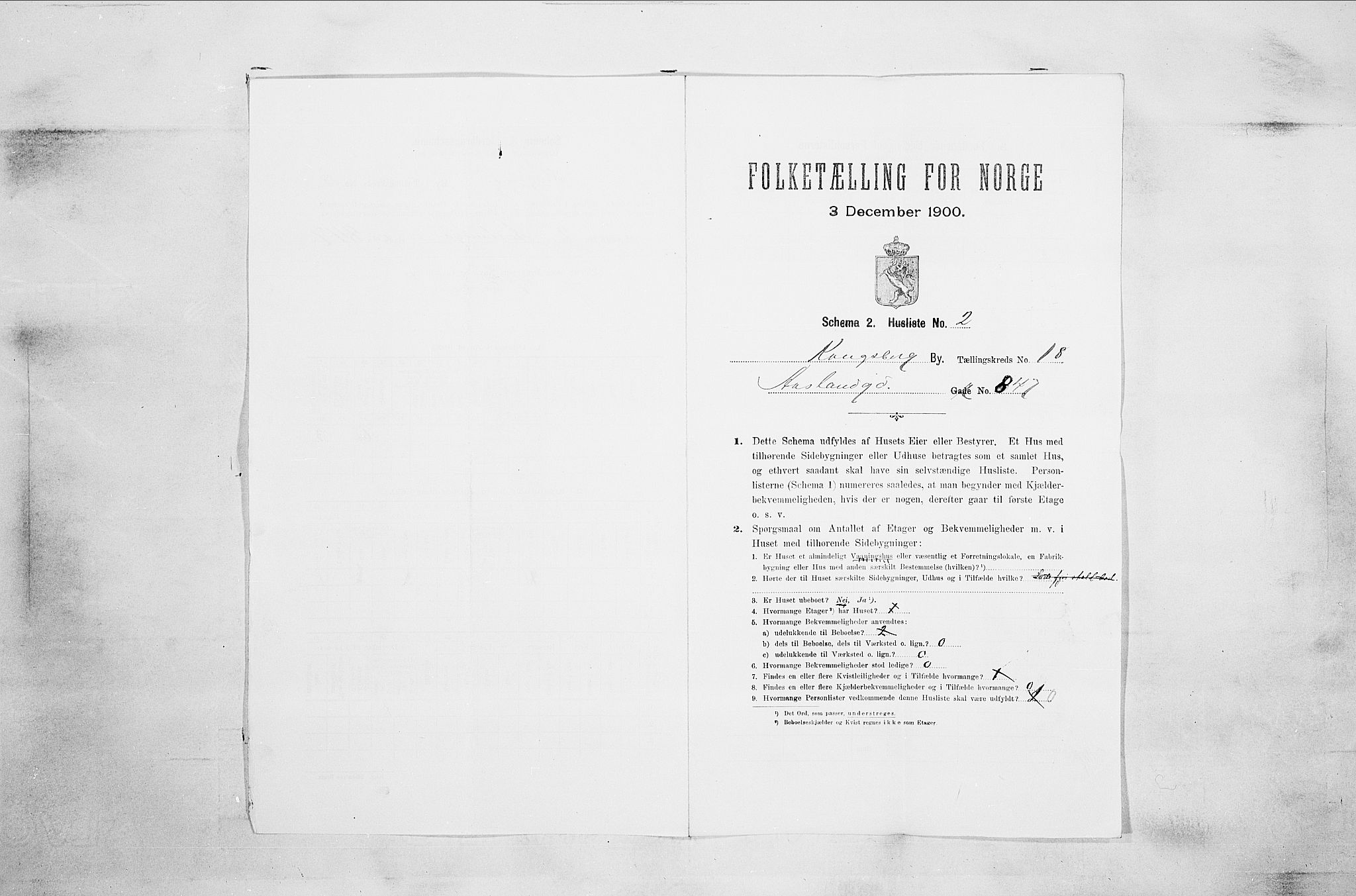 RA, 1900 census for Kongsberg, 1900, p. 3582