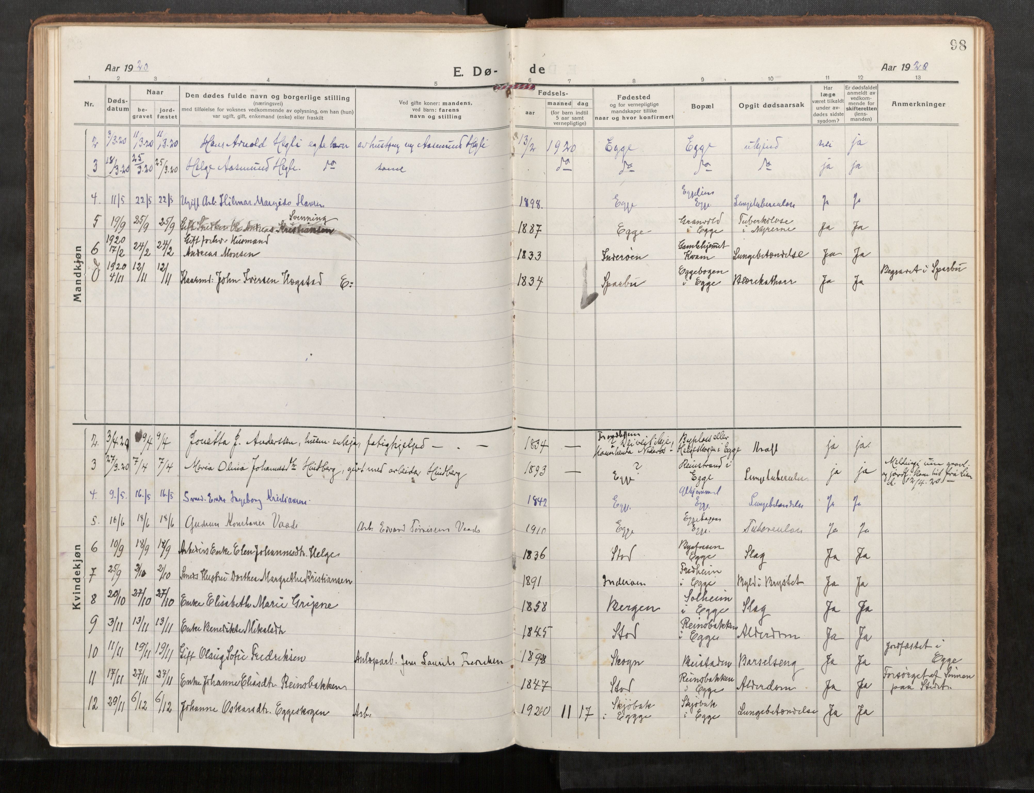 Steinkjer sokneprestkontor, AV/SAT-A-1541/01/H/Ha/Haa/L0004: Parish register (official) no. 4, 1918-1924, p. 98