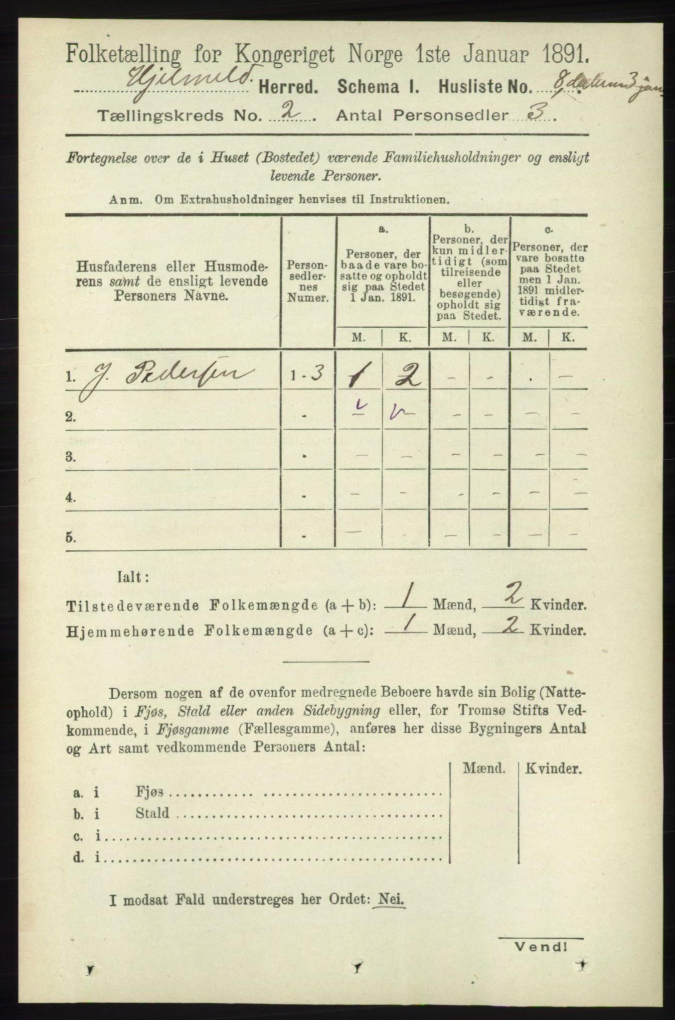 RA, 1891 census for 1133 Hjelmeland, 1891, p. 327