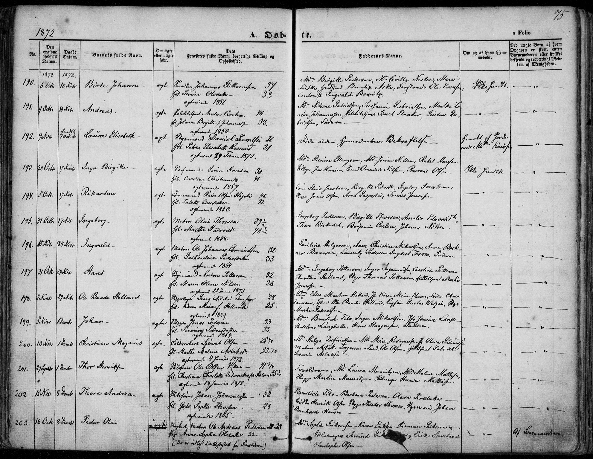 Domkirken sokneprestkontor, SAST/A-101812/001/30/30BA/L0022: Parish register (official) no. A 21, 1868-1877, p. 75