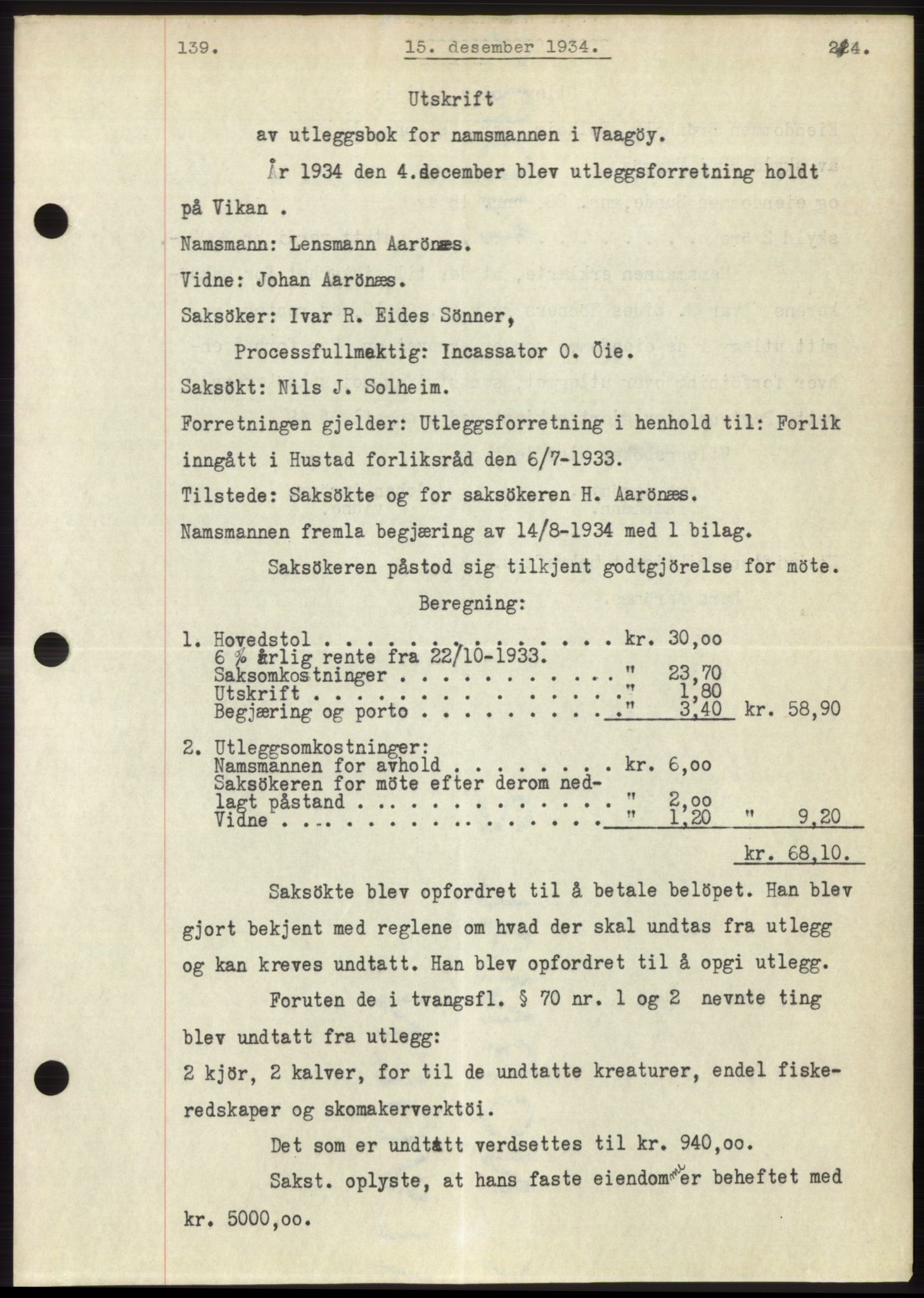 Romsdal sorenskriveri, AV/SAT-A-4149/1/2/2C/L0066: Mortgage book no. 60, 1934-1935, Deed date: 15.12.1934