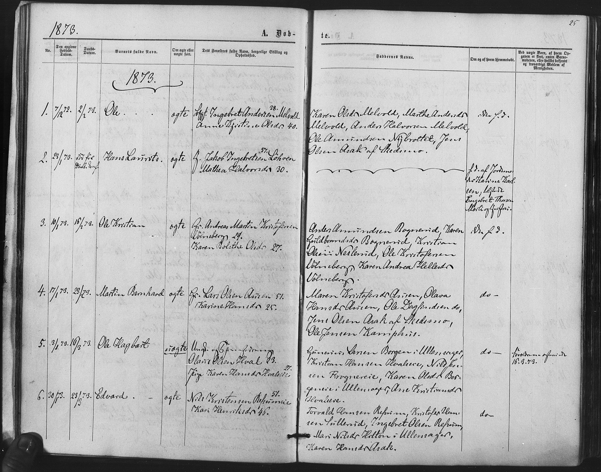 Sørum prestekontor Kirkebøker, AV/SAO-A-10303/F/Fa/L0006: Parish register (official) no. I 6, 1864-1877, p. 25