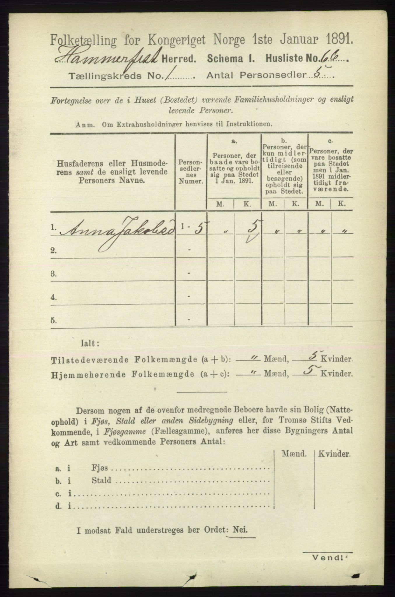 RA, 1891 census for 2016 Hammerfest, 1891, p. 79