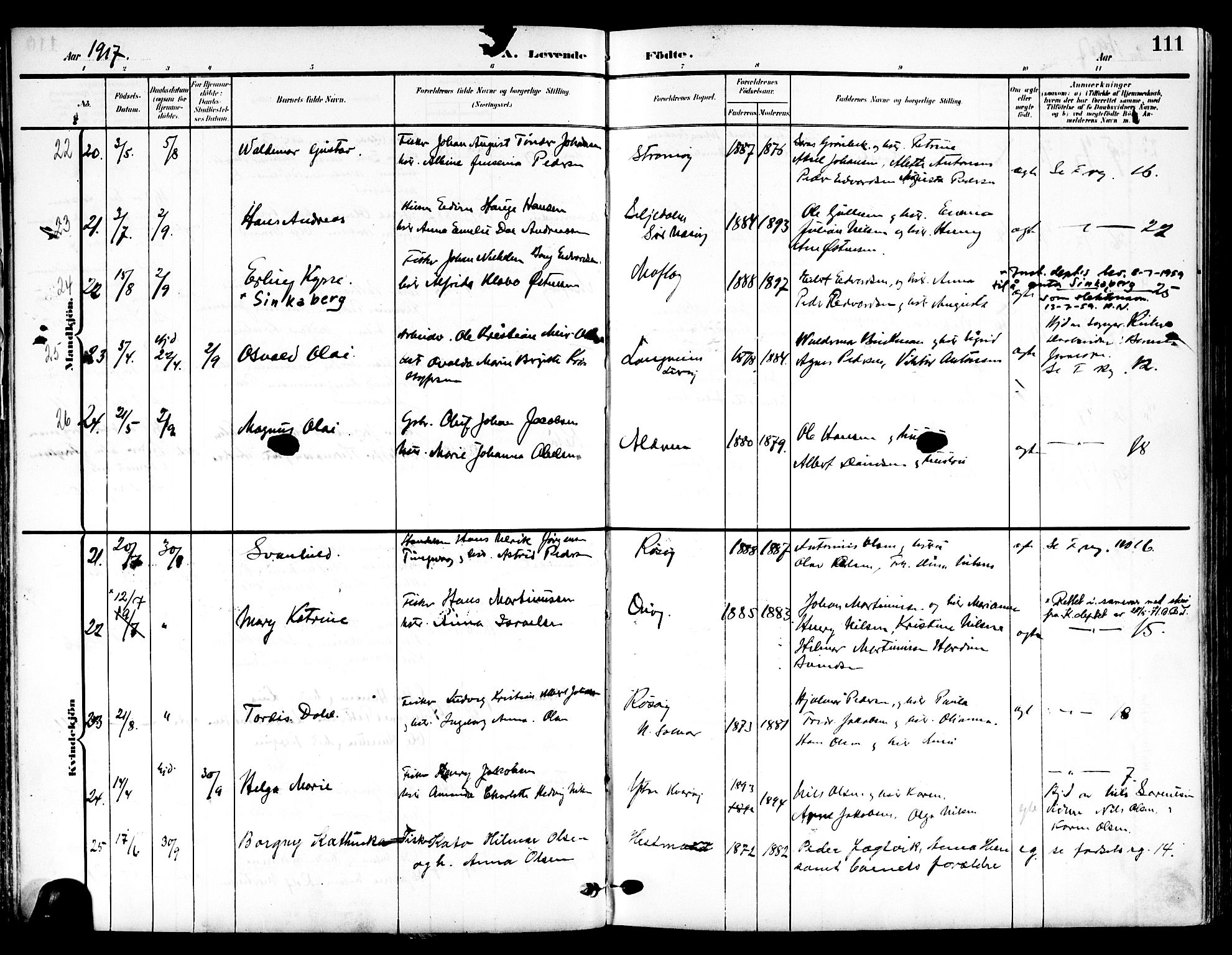 Ministerialprotokoller, klokkerbøker og fødselsregistre - Nordland, SAT/A-1459/839/L0569: Parish register (official) no. 839A06, 1903-1922, p. 111