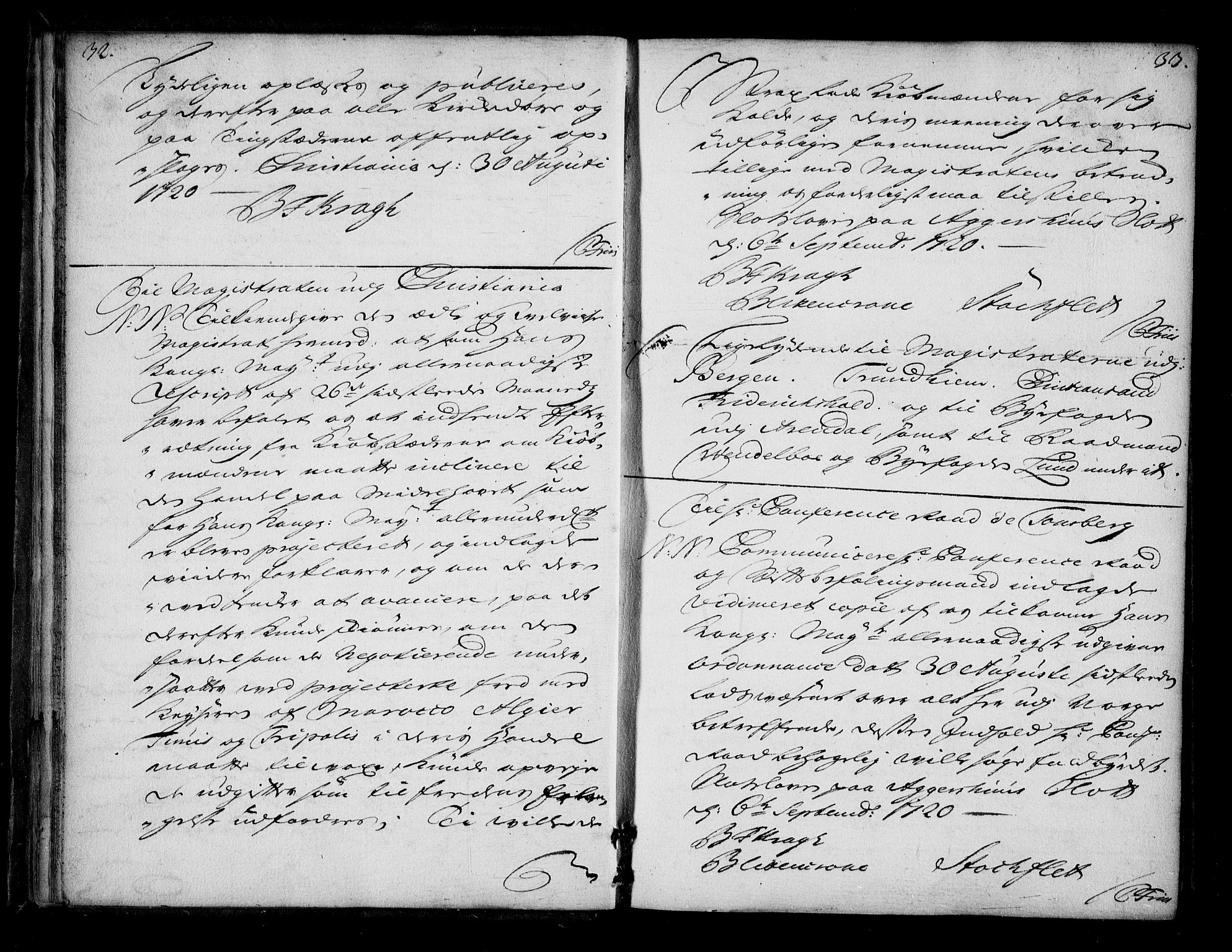 Stattholderembetet 1572-1771, AV/RA-EA-2870/Bd/L0013: Ordreprotokoll, 1720-1722, p. 32-33