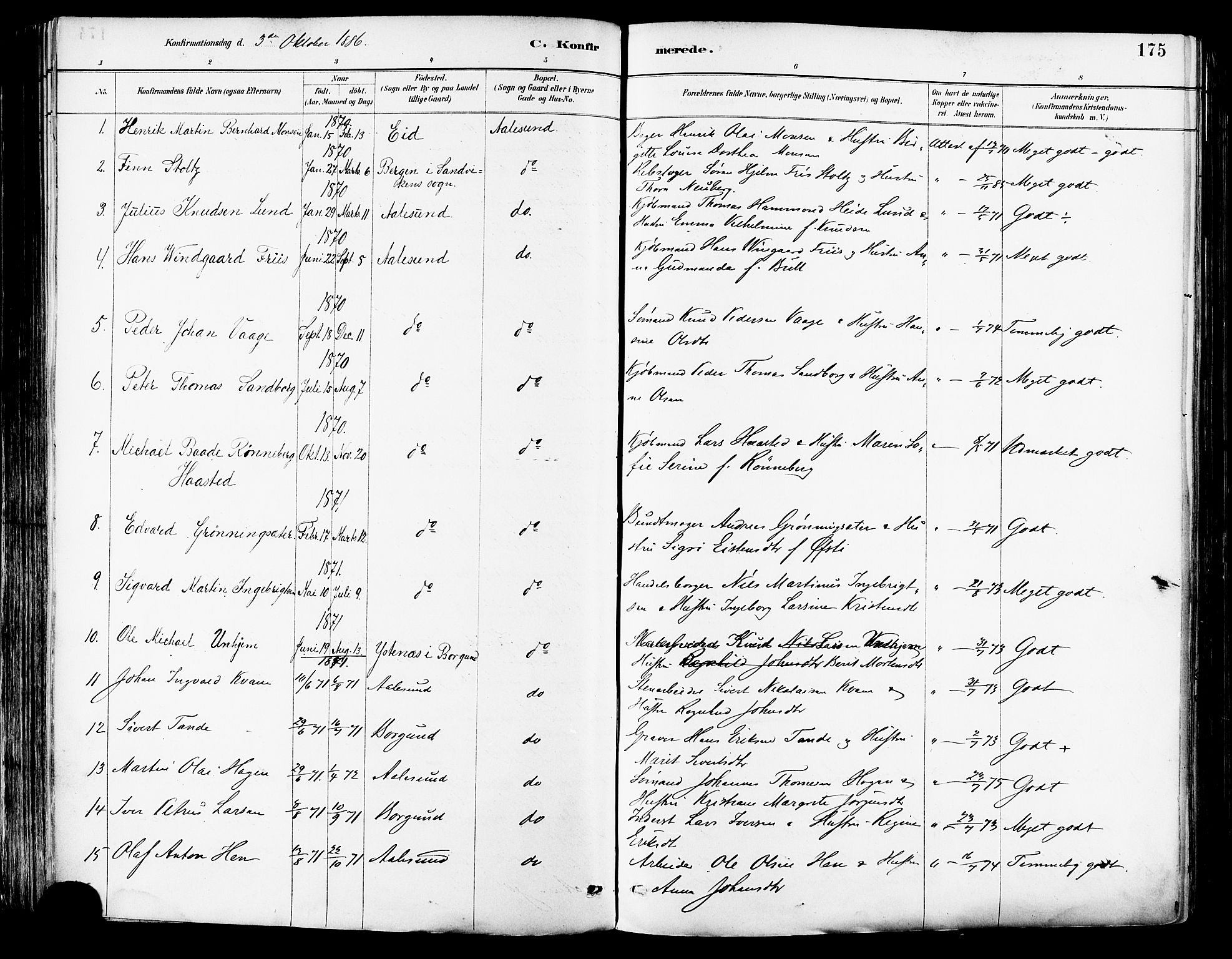 Ministerialprotokoller, klokkerbøker og fødselsregistre - Møre og Romsdal, AV/SAT-A-1454/529/L0455: Parish register (official) no. 529A05, 1885-1893, p. 175