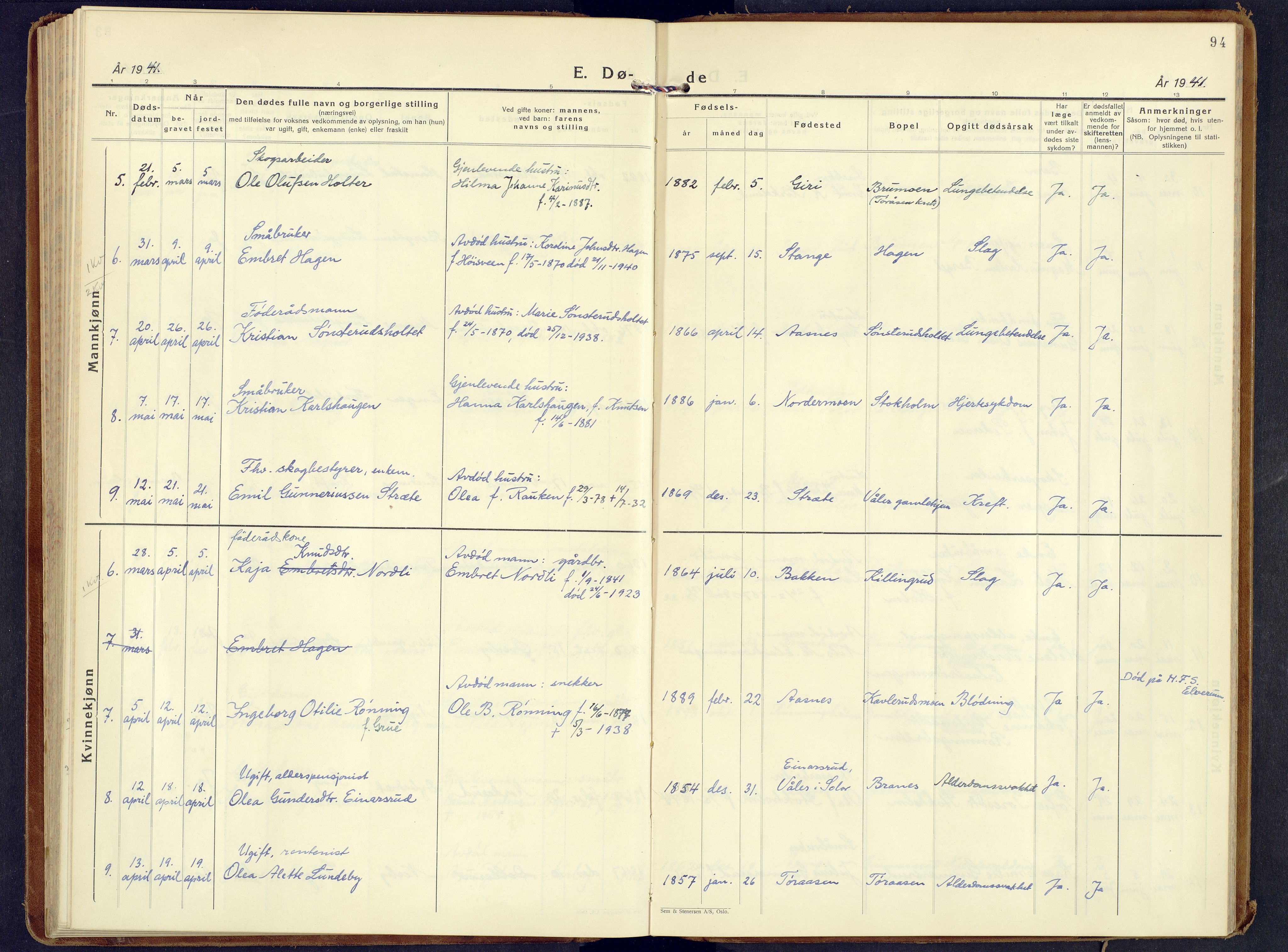 Våler prestekontor, Hedmark, SAH/PREST-040/H/Ha/Haa/L0012: Parish register (official) no. 12, 1933-1952, p. 94