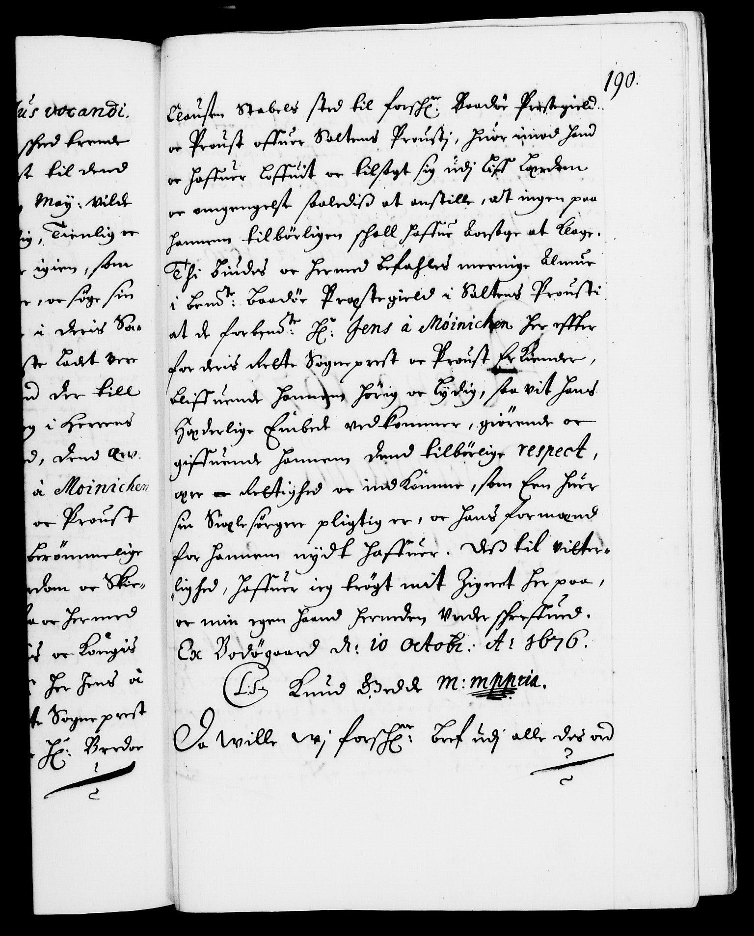 Danske Kanselli 1572-1799, RA/EA-3023/F/Fc/Fca/Fcaa/L0012: Norske registre (mikrofilm), 1674-1680, p. 190a