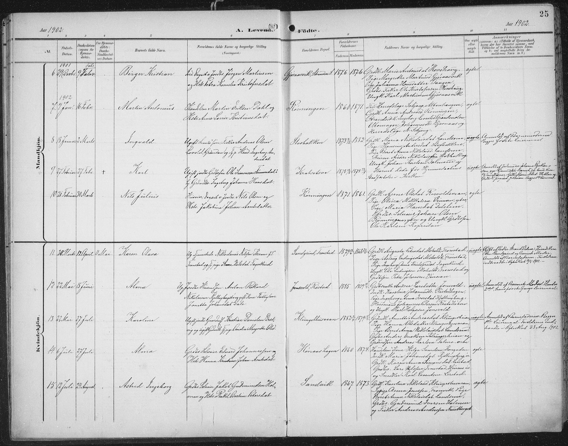 Ministerialprotokoller, klokkerbøker og fødselsregistre - Nord-Trøndelag, AV/SAT-A-1458/701/L0011: Parish register (official) no. 701A11, 1899-1915, p. 25