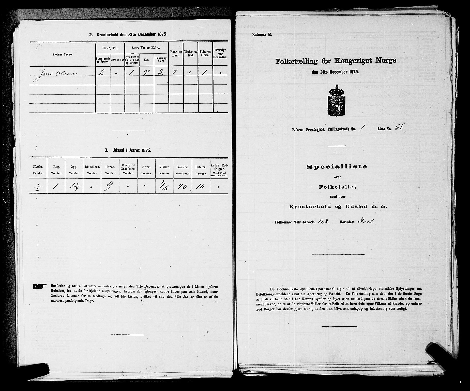 SAKO, 1875 census for 0627P Røyken, 1875, p. 75