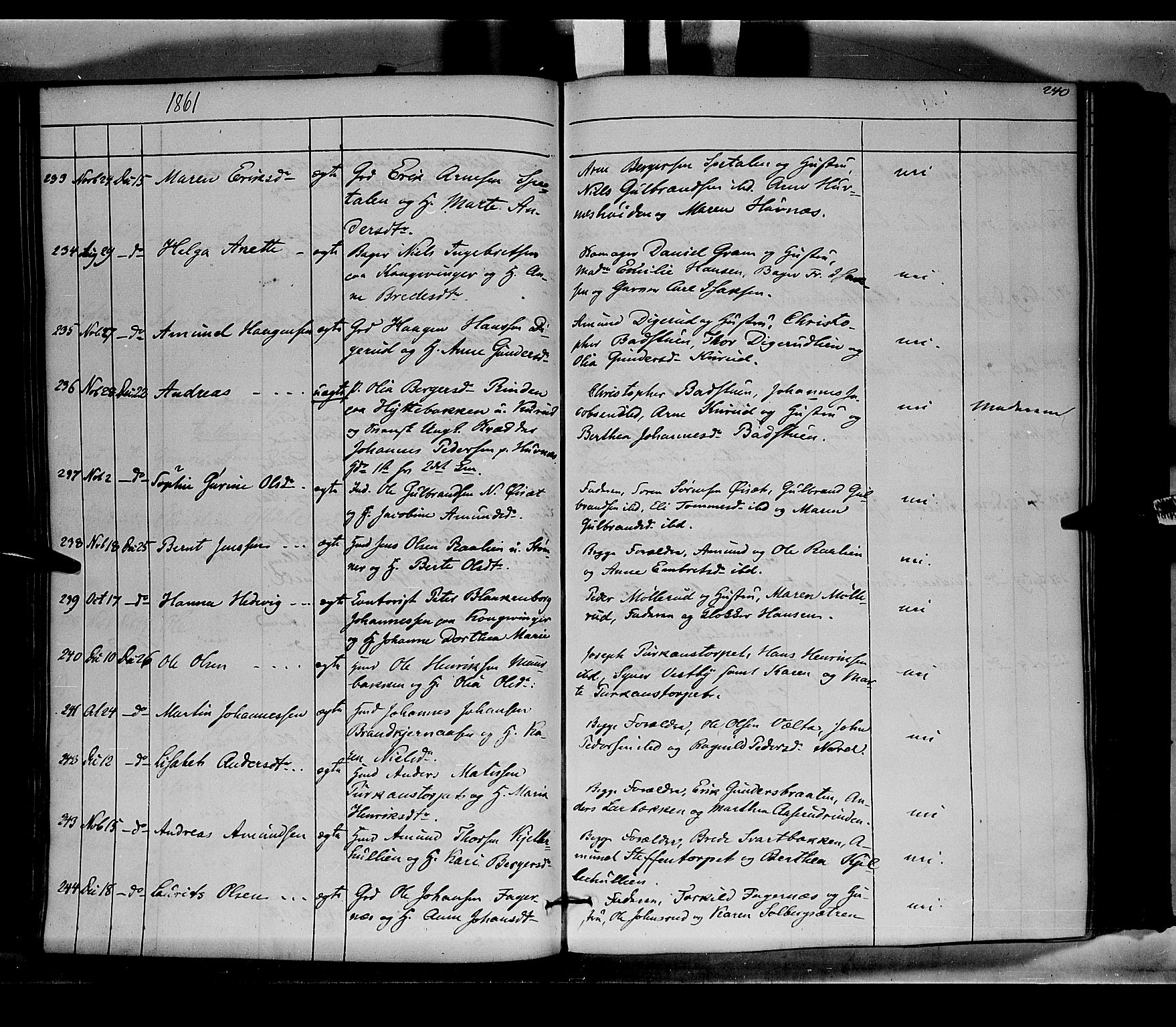 Vinger prestekontor, AV/SAH-PREST-024/H/Ha/Haa/L0010: Parish register (official) no. 10, 1855-1861, p. 240