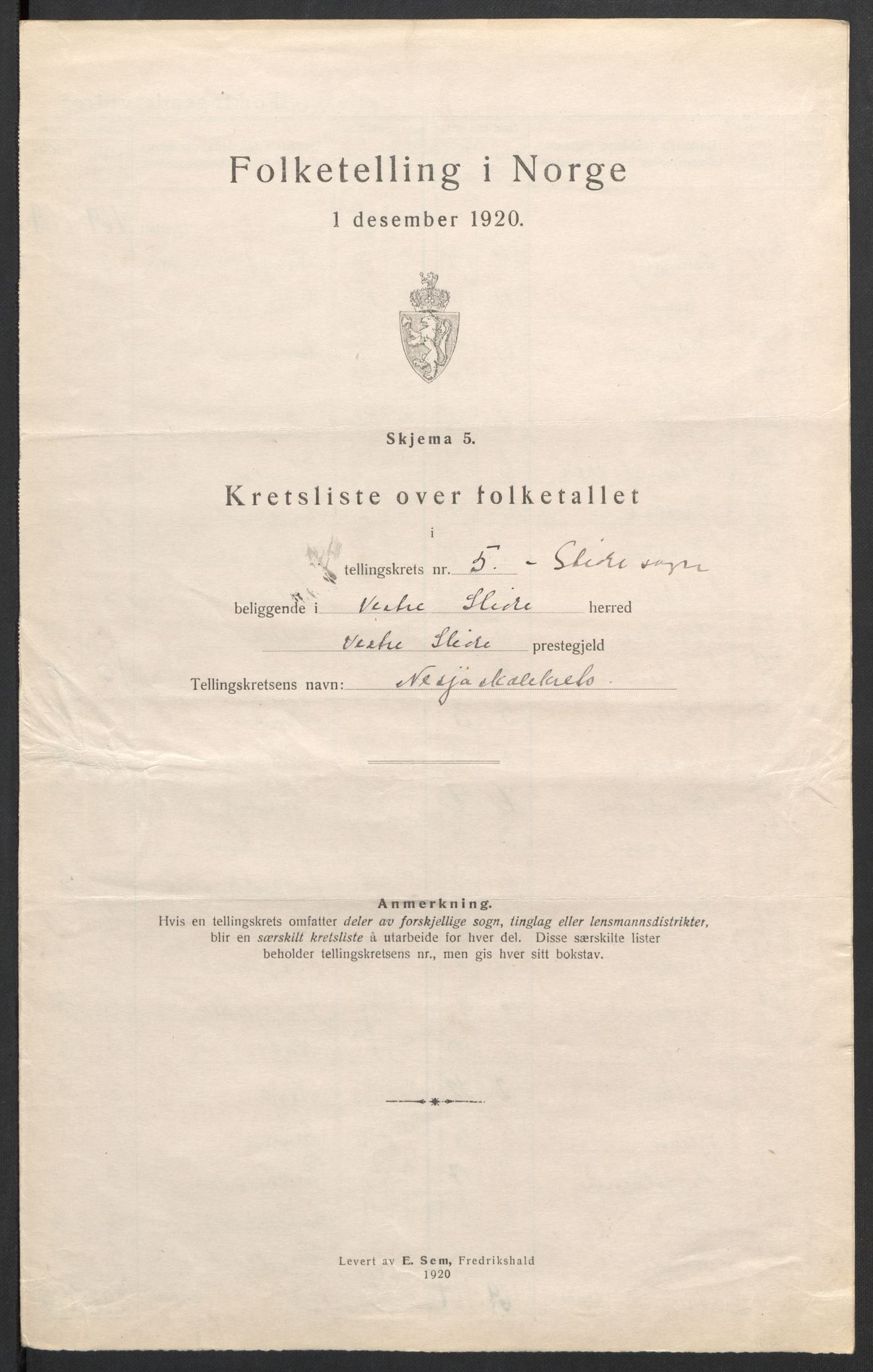 SAH, 1920 census for Vestre Slidre, 1920, p. 21