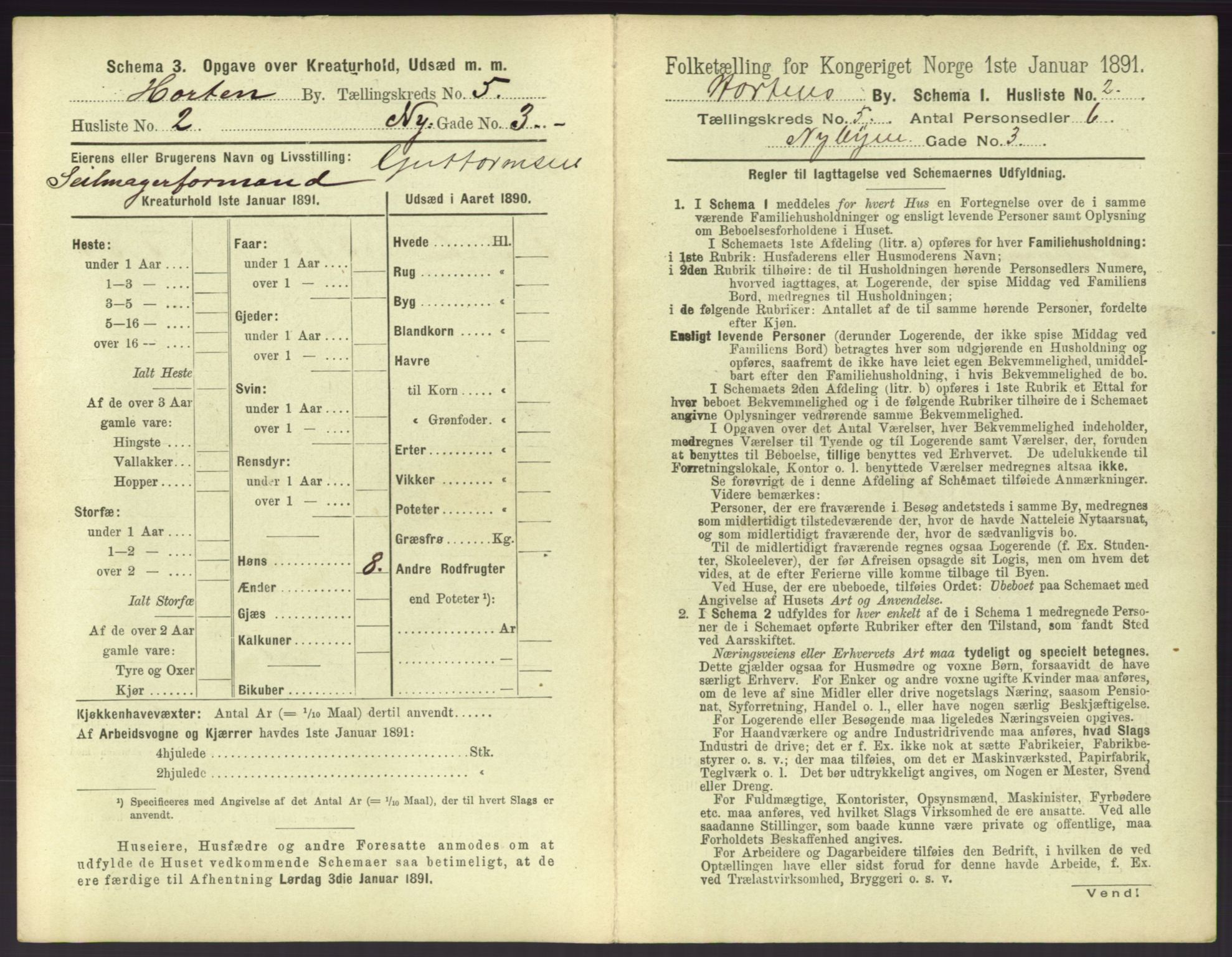 RA, 1891 census for 0703 Horten, 1891, p. 467