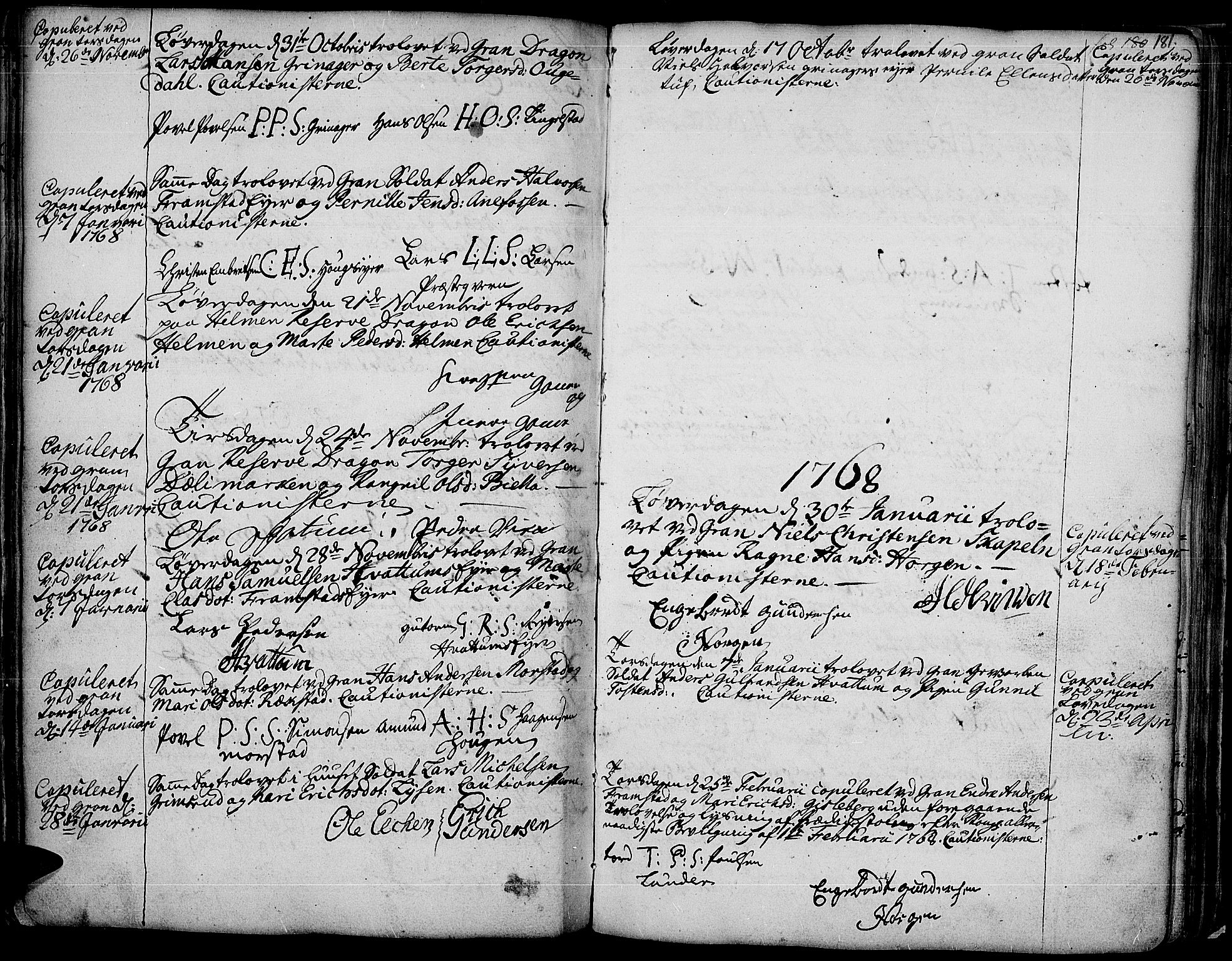 Gran prestekontor, SAH/PREST-112/H/Ha/Haa/L0004: Parish register (official) no. 4, 1759-1775, p. 181