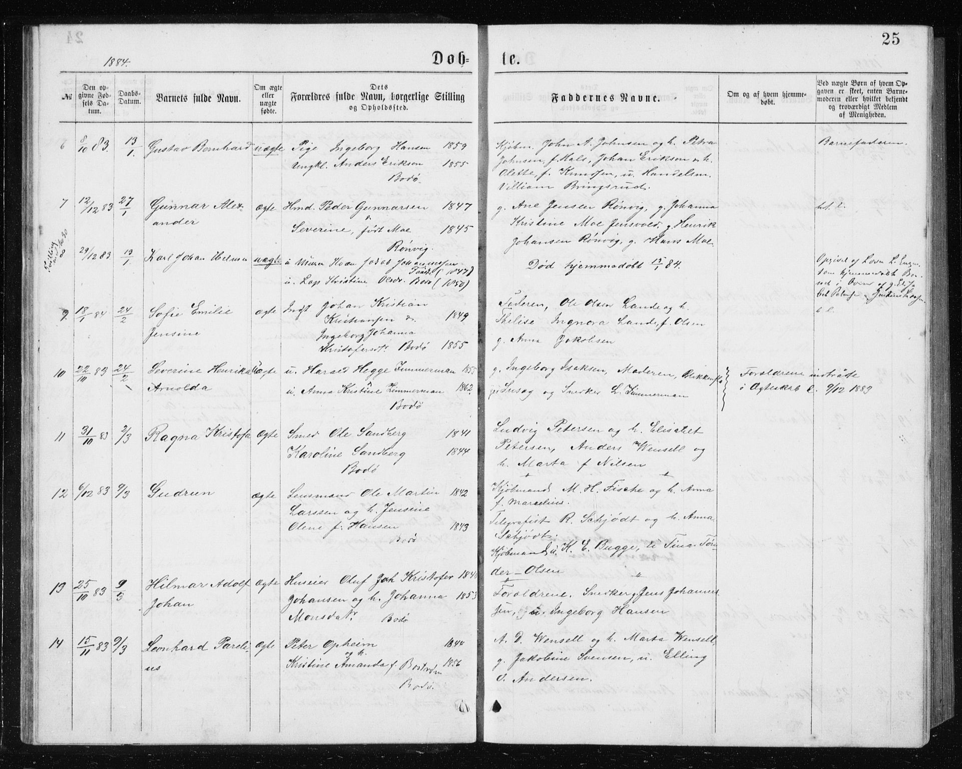 Ministerialprotokoller, klokkerbøker og fødselsregistre - Nordland, AV/SAT-A-1459/801/L0031: Parish register (copy) no. 801C06, 1883-1887, p. 25