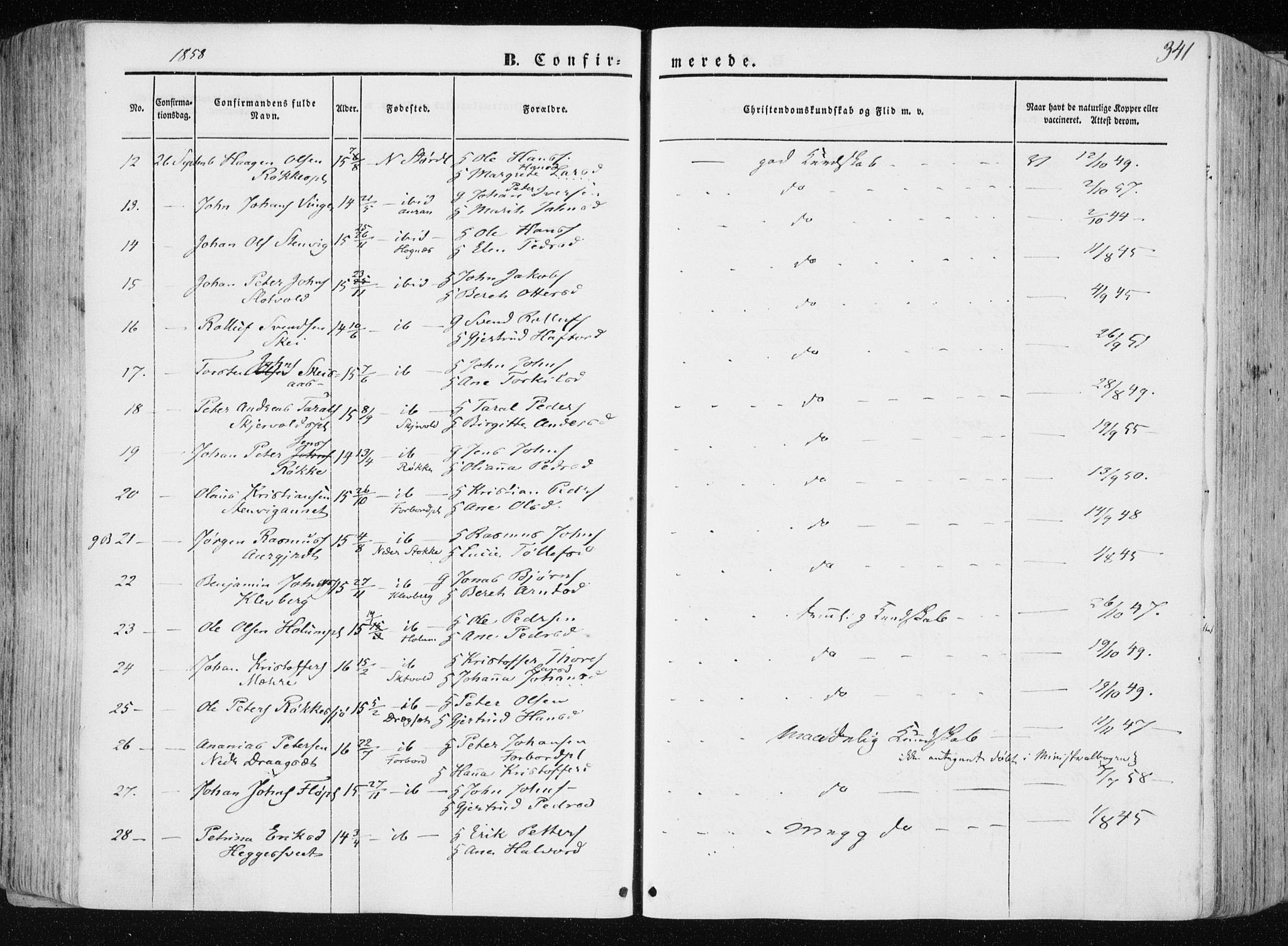 Ministerialprotokoller, klokkerbøker og fødselsregistre - Nord-Trøndelag, AV/SAT-A-1458/709/L0074: Parish register (official) no. 709A14, 1845-1858, p. 341