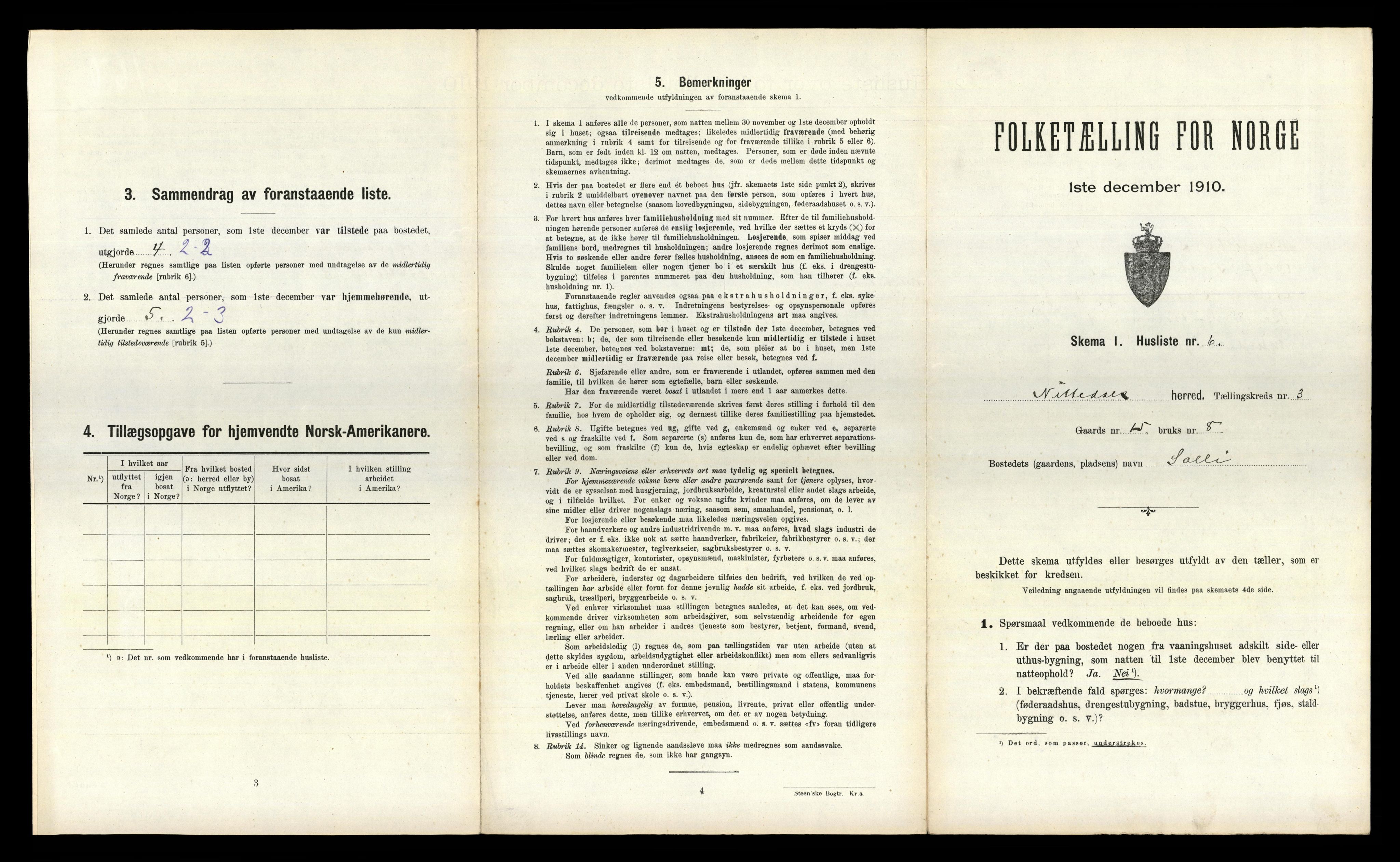 RA, 1910 census for Nittedal, 1910, p. 451