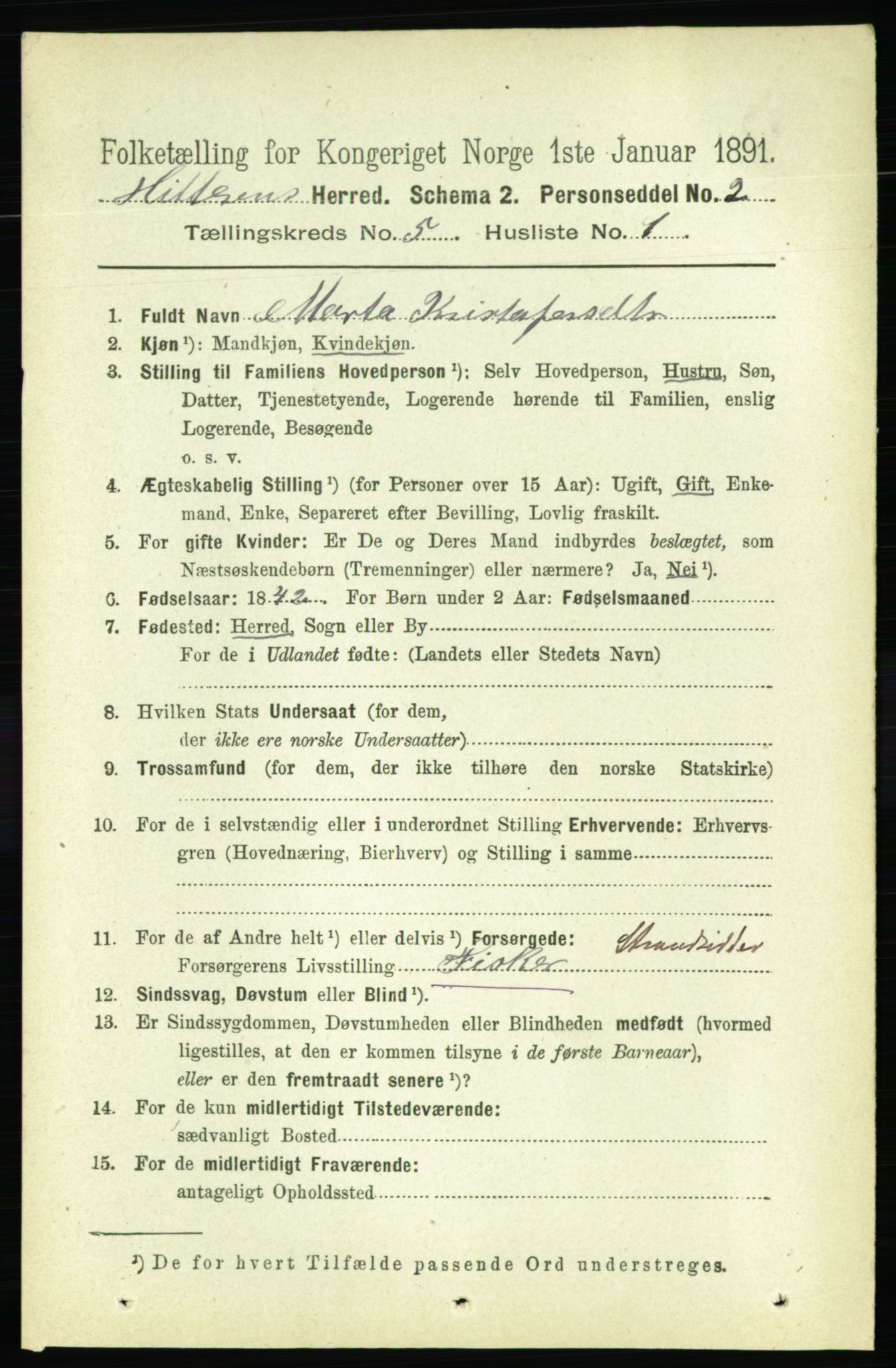 RA, 1891 census for 1617 Hitra, 1891, p. 888