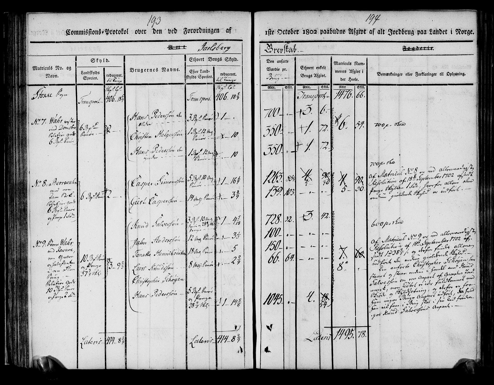 Rentekammeret inntil 1814, Realistisk ordnet avdeling, AV/RA-EA-4070/N/Ne/Nea/L0175: Jarlsberg grevskap. Kommisjonsprotokoll for grevskapets søndre distrikt - Ramnes, Sem, Stokke, Borre, Andebu og Nøtterøy prestegjeld, 1803, p. 98