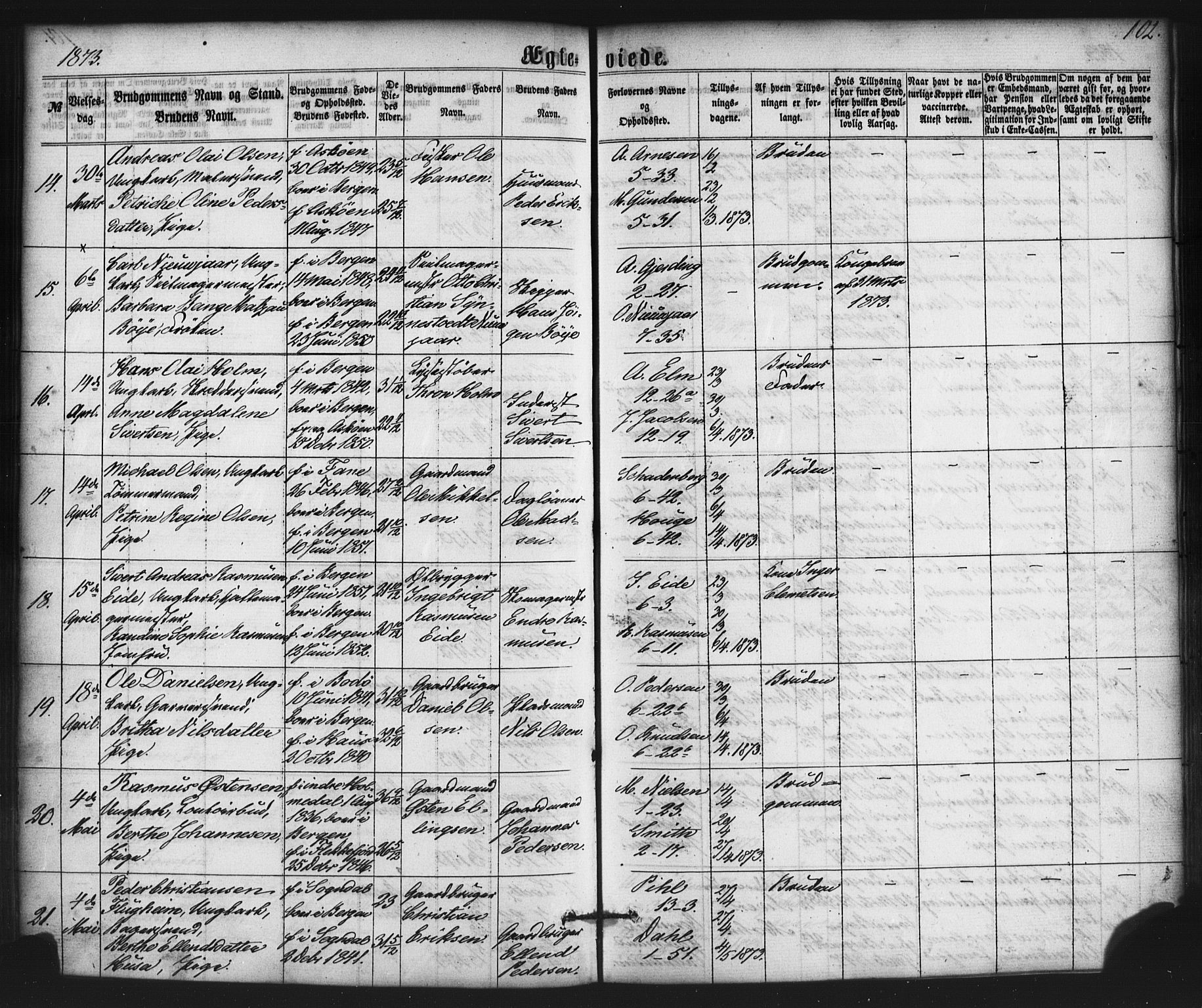 Nykirken Sokneprestembete, SAB/A-77101/H/Haa/L0032: Parish register (official) no. D 2, 1861-1883, p. 102