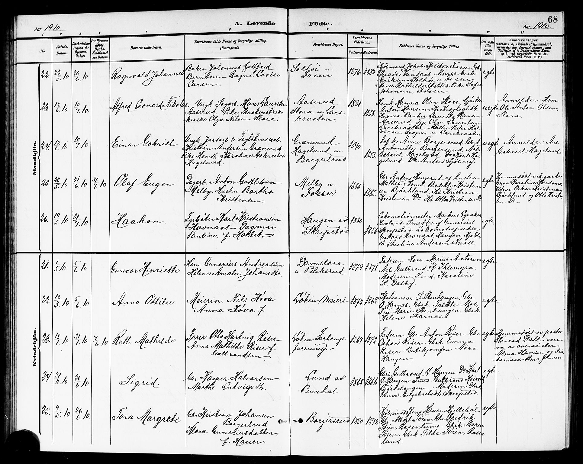 Høland prestekontor Kirkebøker, AV/SAO-A-10346a/G/Ga/L0007: Parish register (copy) no. I 7, 1902-1914, p. 68