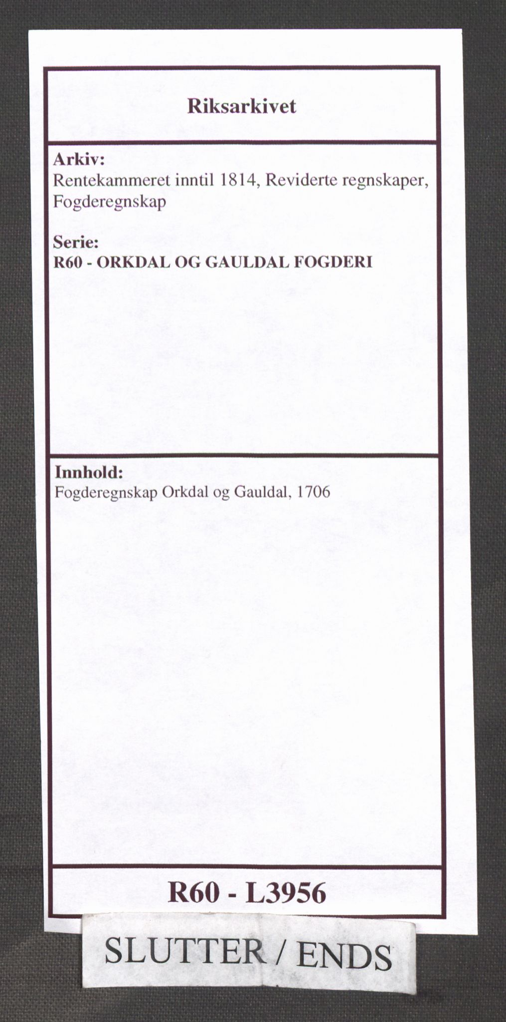 Rentekammeret inntil 1814, Reviderte regnskaper, Fogderegnskap, AV/RA-EA-4092/R60/L3956: Fogderegnskap Orkdal og Gauldal, 1706, p. 389