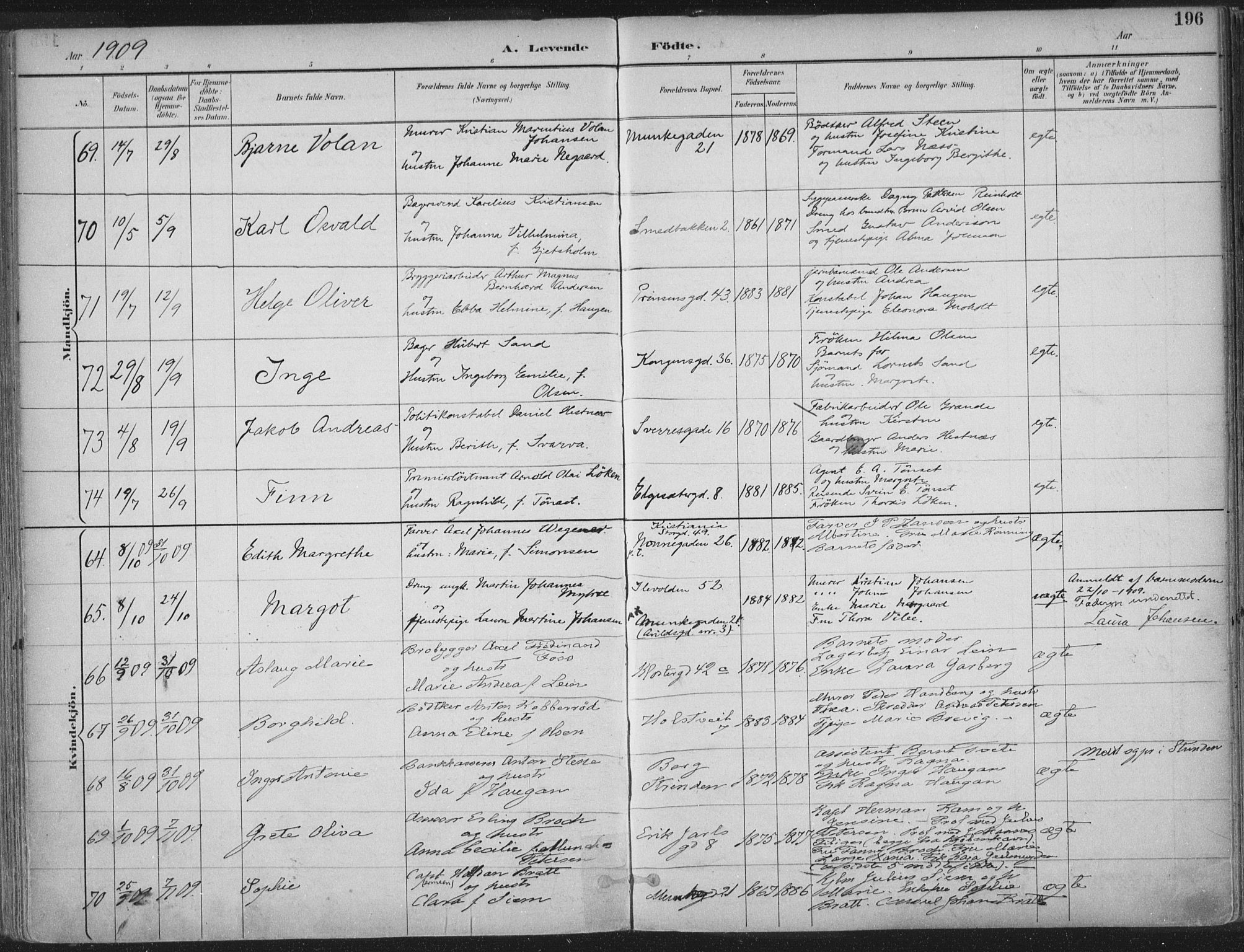 Ministerialprotokoller, klokkerbøker og fødselsregistre - Sør-Trøndelag, SAT/A-1456/601/L0062: Parish register (official) no. 601A30, 1891-1911, p. 196
