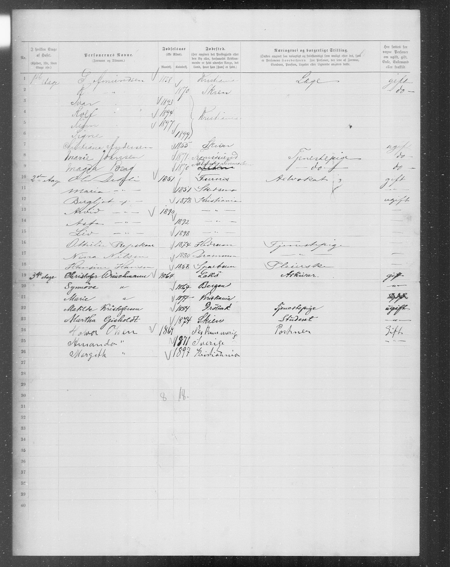 OBA, Municipal Census 1899 for Kristiania, 1899, p. 7589