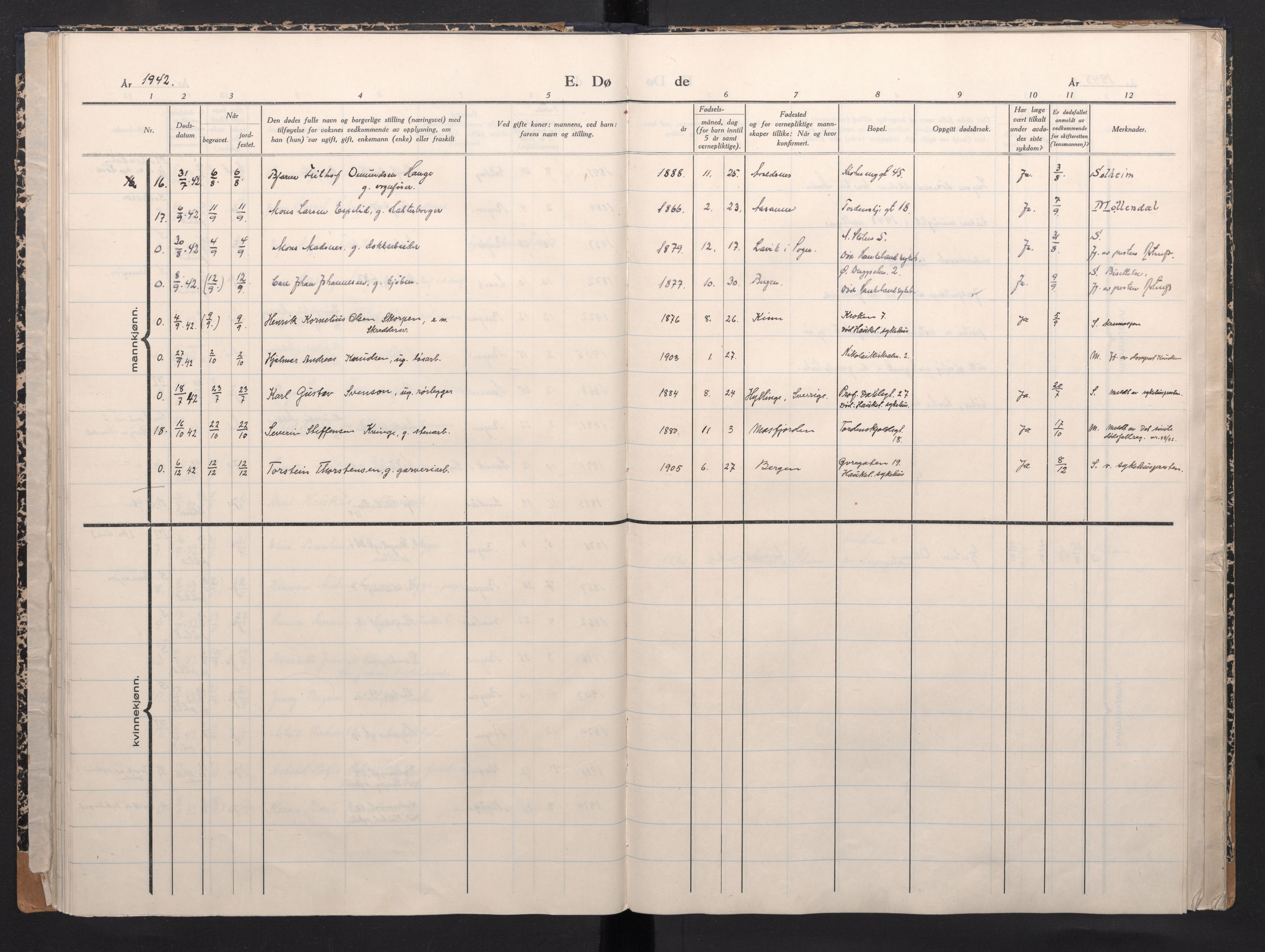 Mariakirken Sokneprestembete, AV/SAB-A-76901/H/Haa/L0009: Parish register (official) no. A 9, 1942-1945