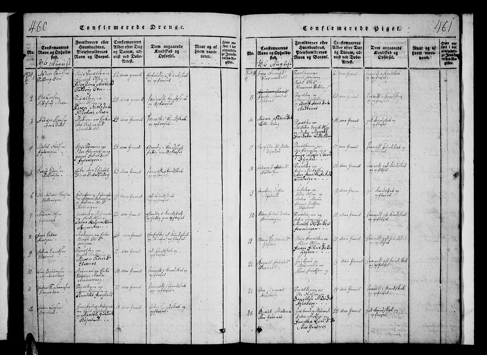 Ibestad sokneprestembete, AV/SATØ-S-0077/H/Ha/Hab/L0002klokker: Parish register (copy) no. 2, 1821-1833, p. 460-461