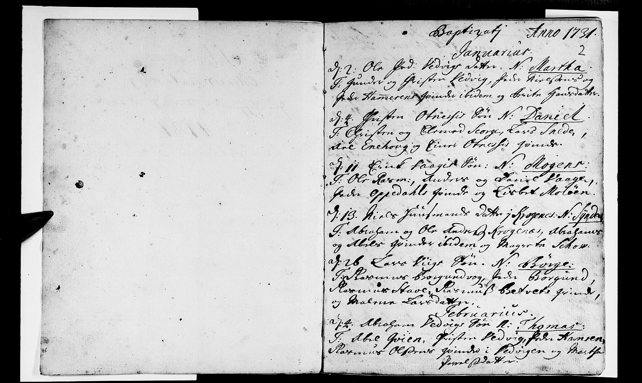 Selje sokneprestembete, AV/SAB-A-99938/H/Ha/Haa/Haaa: Parish register (official) no. A 3, 1731-1743, p. 2