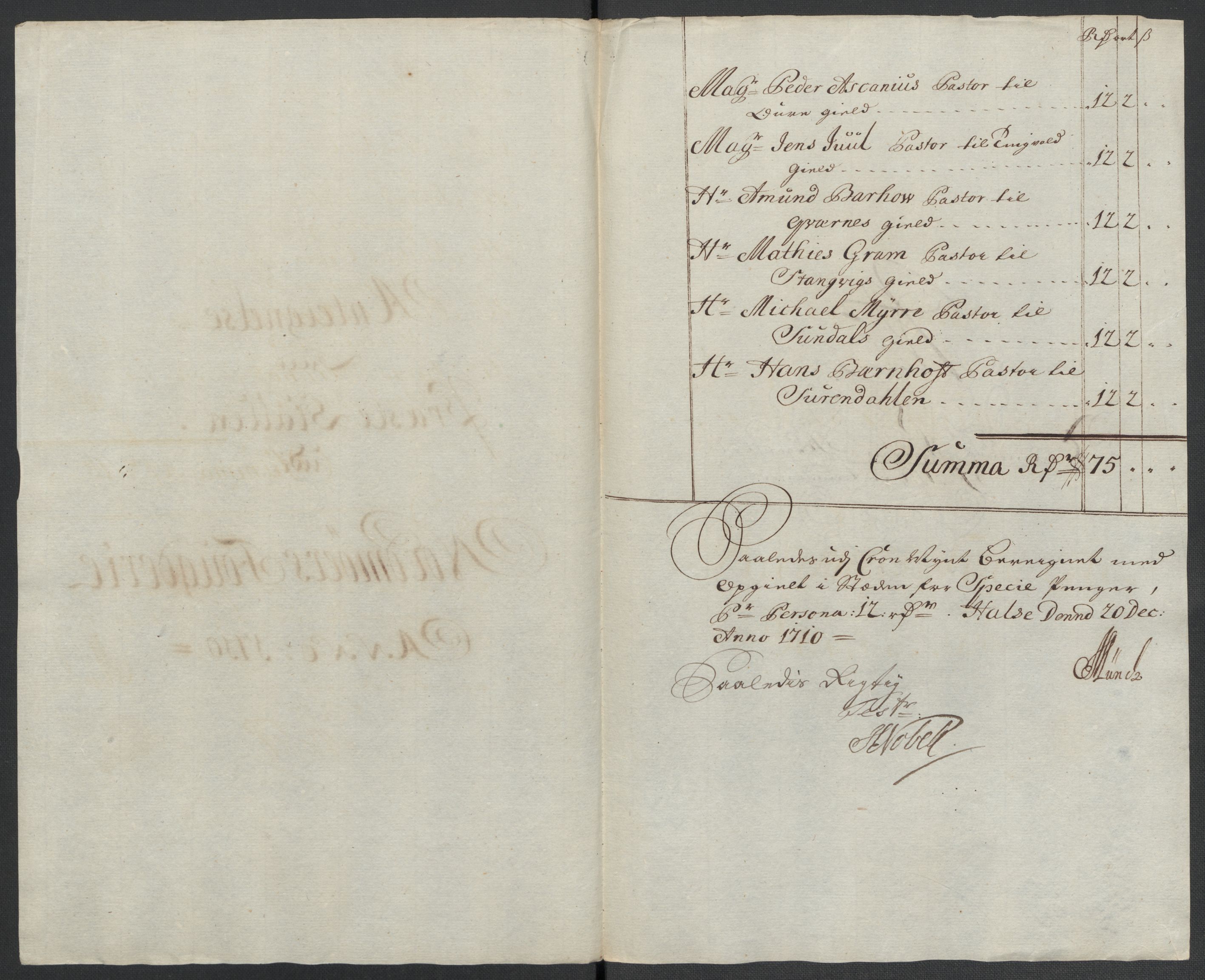 Rentekammeret inntil 1814, Reviderte regnskaper, Fogderegnskap, RA/EA-4092/R56/L3744: Fogderegnskap Nordmøre, 1709-1710, p. 253