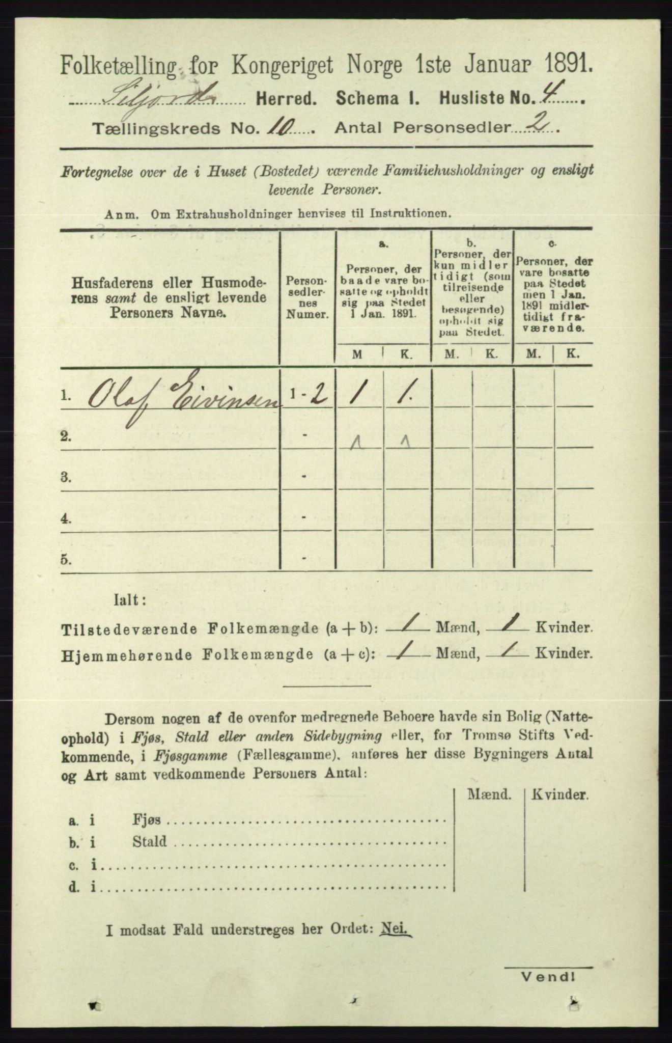 RA, 1891 census for 0828 Seljord, 1891, p. 3407