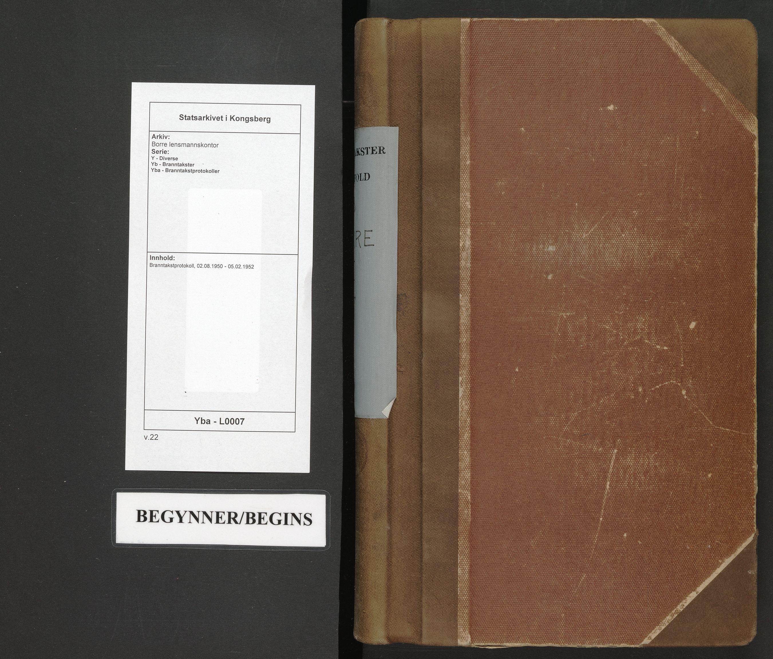 Borre lensmannskontor, AV/SAKO-A-533/Y/Yb/Yba/L0007: Branntakstprotokoll, 1950-1952