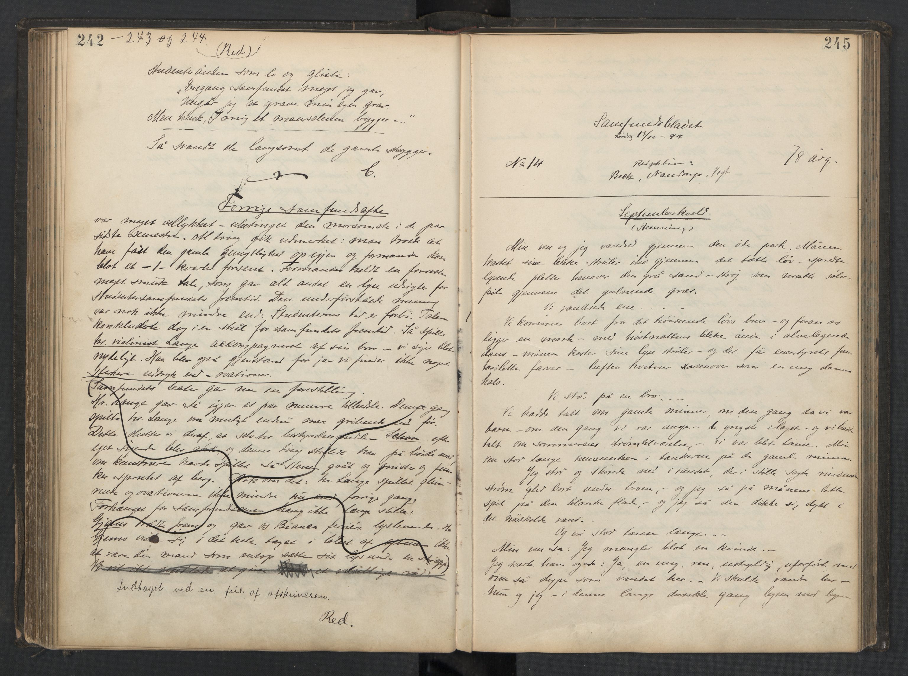 Det Norske Studentersamfund, AV/RA-PA-1322/X/Xa/L0013/0002: -- / Samfundsbladet/Studentersamfundets Avis, 1892-1895, p. 242-243