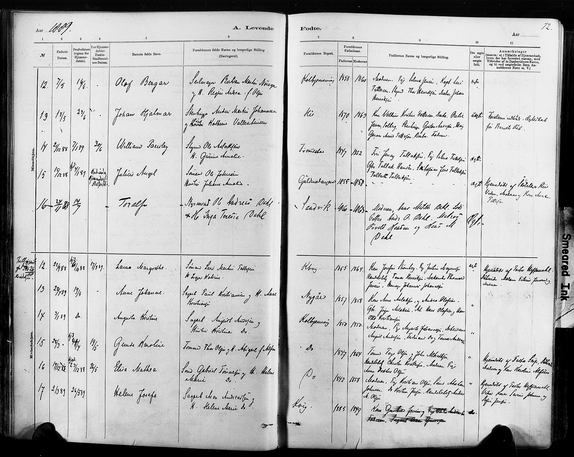 Hisøy sokneprestkontor, AV/SAK-1111-0020/F/Fa/L0003: Parish register (official) no. A 3, 1881-1894, p. 72