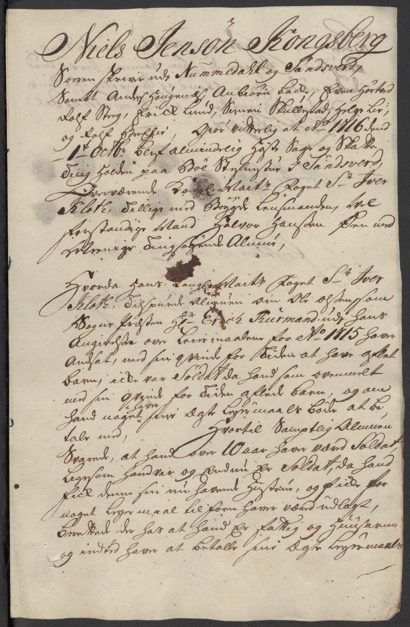 Rentekammeret inntil 1814, Reviderte regnskaper, Fogderegnskap, RA/EA-4092/R24/L1591: Fogderegnskap Numedal og Sandsvær, 1715, p. 280